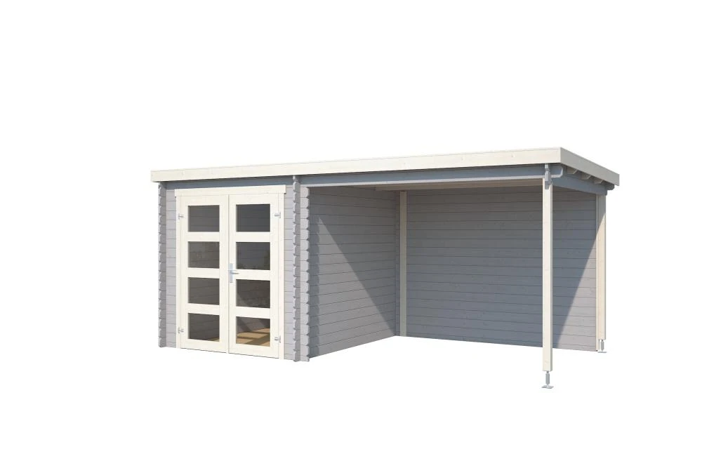 Outdoor Life Blokhut Helena Platinum Grey-Wit 472 x 230 cm - Afbeelding 1