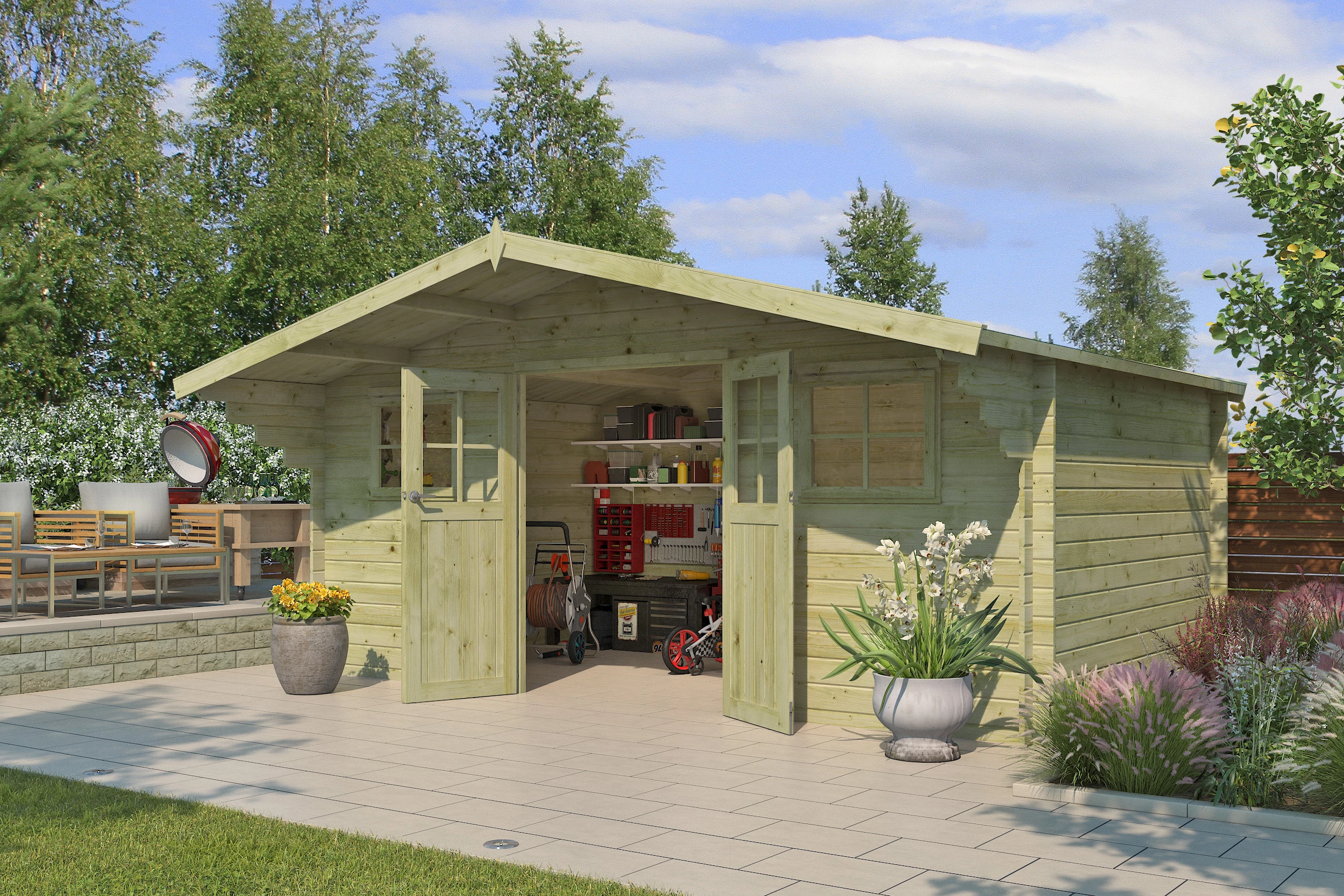 Woodlands Blokhut Winnipeg 505 x 320 cm Groen Geïmpregneerd - Afbeelding 6