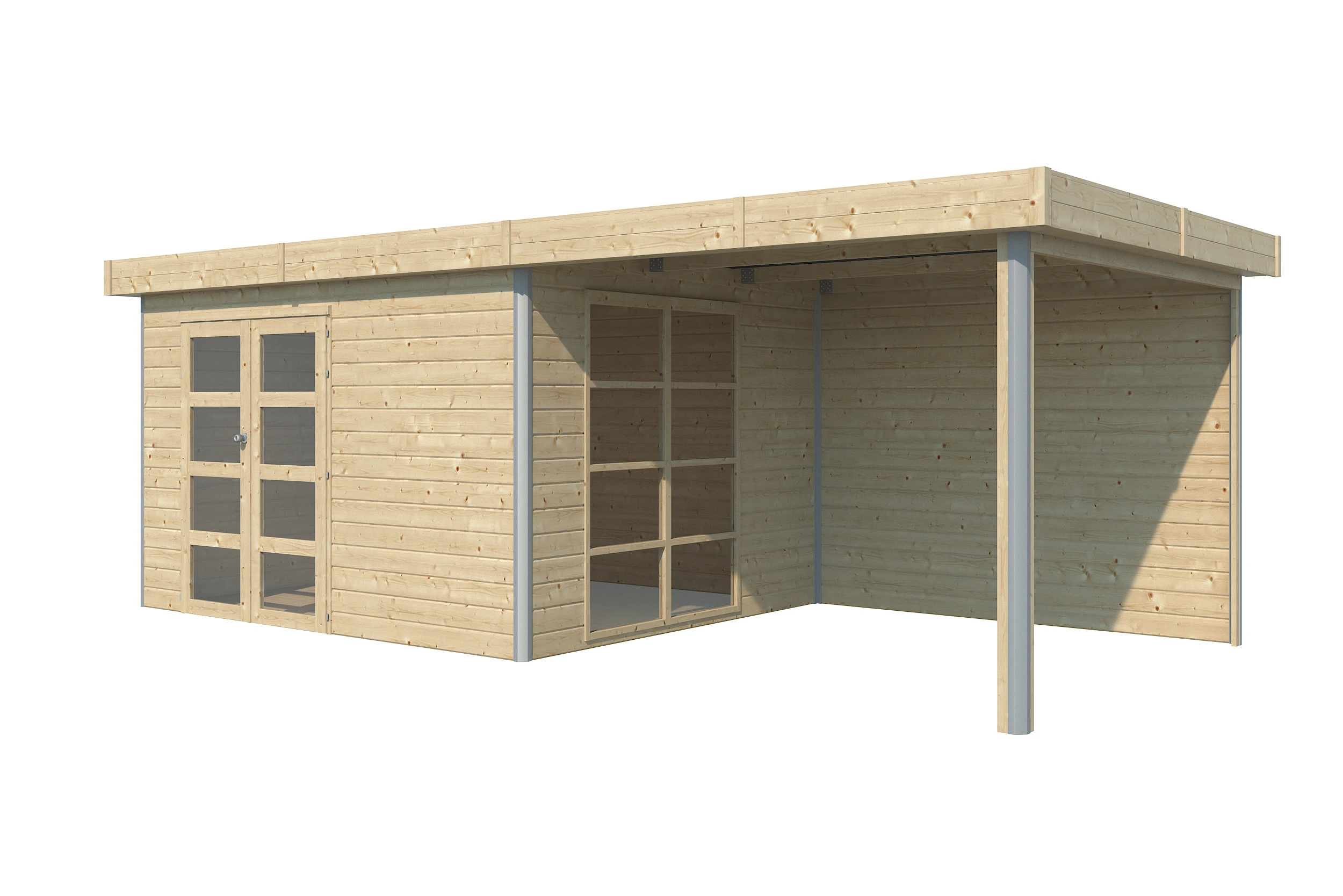 Woodlands Blokhut Misaka met Overkapping en Aluminium Hoekprofiel 655 x 295 cm - Afbeelding 3