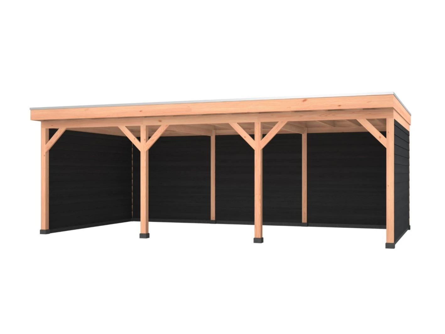 Douglas overkapping, 750 x 400, met zwarte achterwand en twee zijwanden, Westwood Comfort - Afbeelding 1