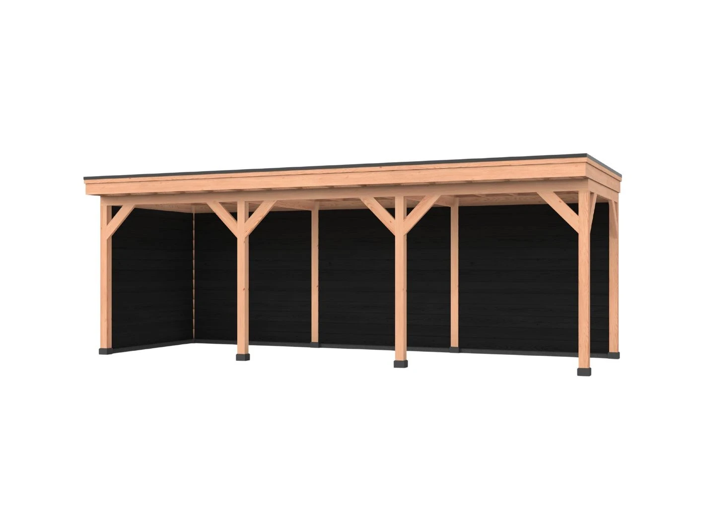 Douglas overkapping, 750 x 300, Met achterwand en zijwand, Westwood DIY zwart - Afbeelding 1