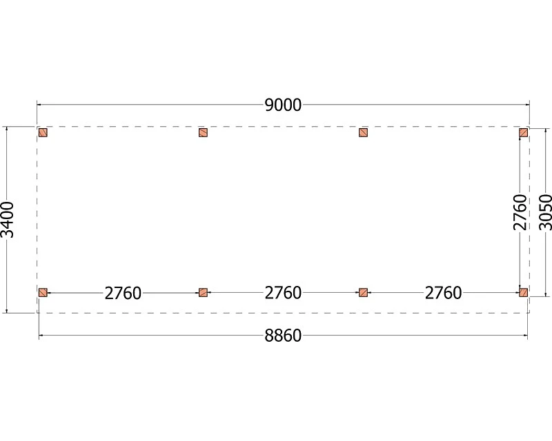 Trendhout Douglas Overkapping Refter 900 x 340 cm - Afbeelding 2