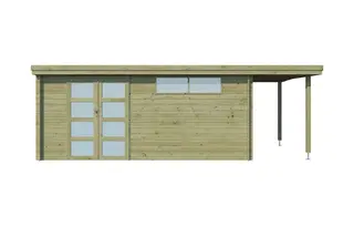 Woodlands Blokhut Oregon met Overkapping Geïmpregneerd 655 x 295 cm - Afbeelding 1