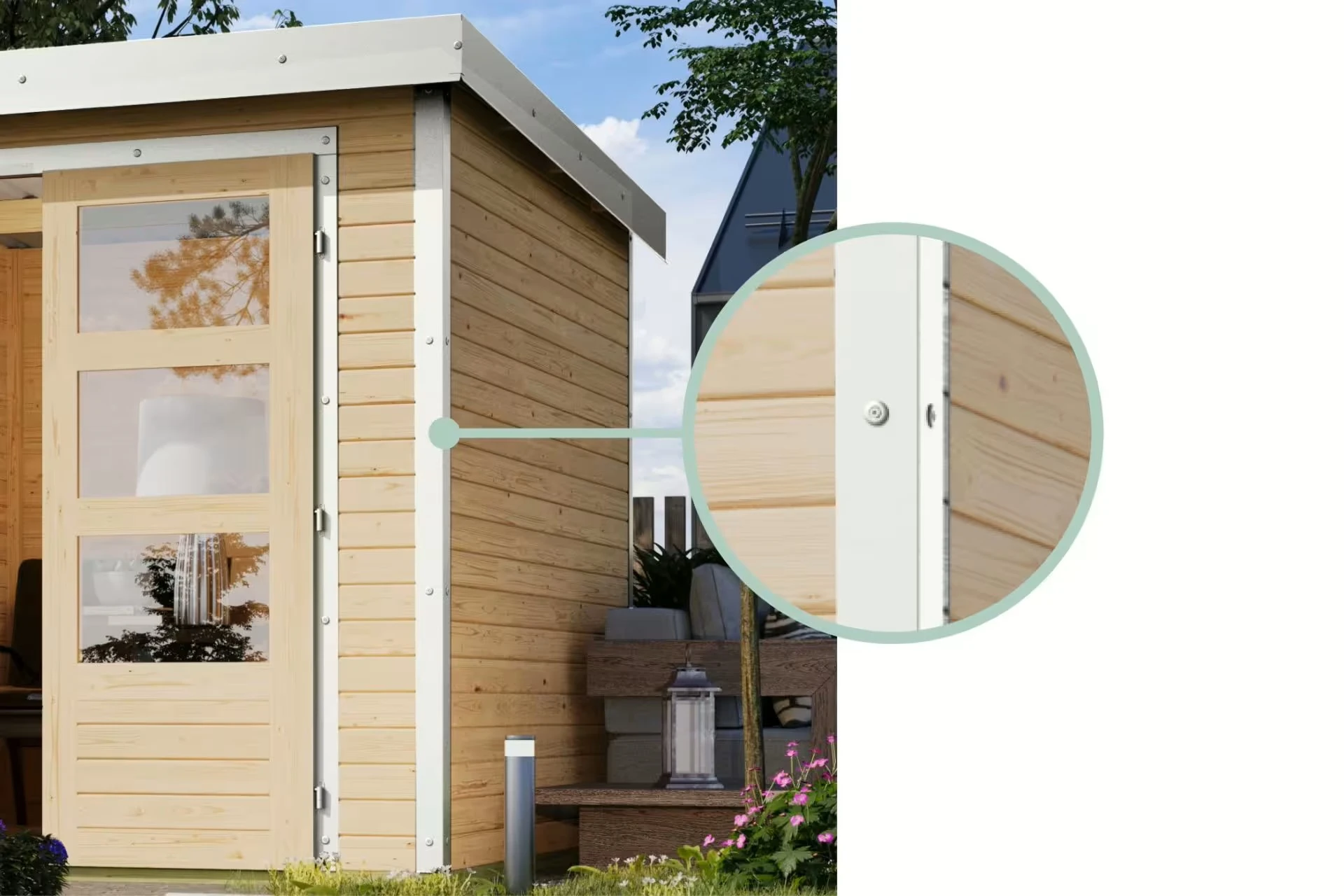 Karibu Tuinhuis Pluto A met Overkapping Blank-Wit 571 x 271 cm - Afbeelding 2