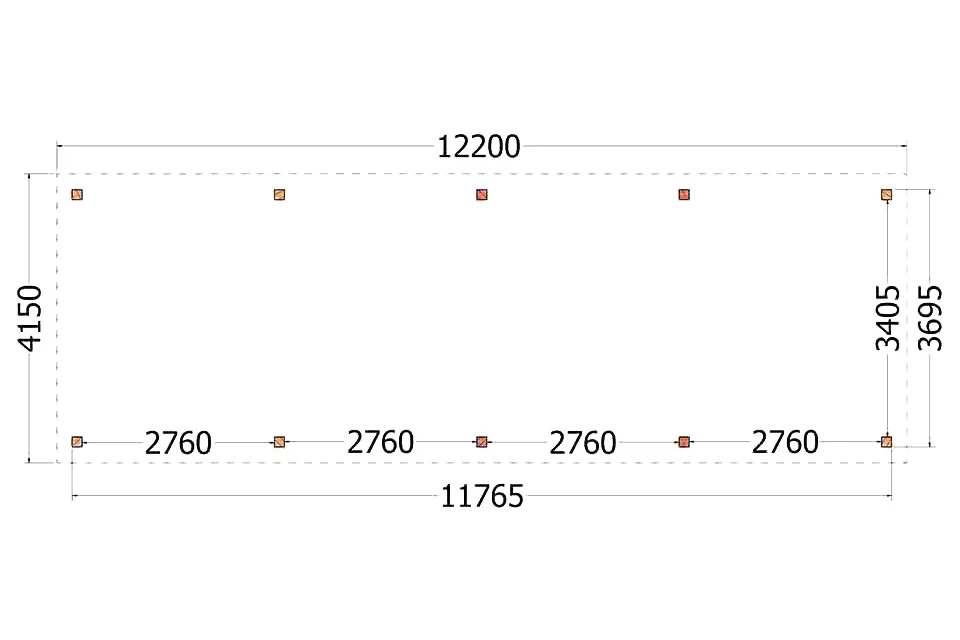 Trendhout Douglas Overkapping Siena 1220 x 415 cm - Afbeelding 2