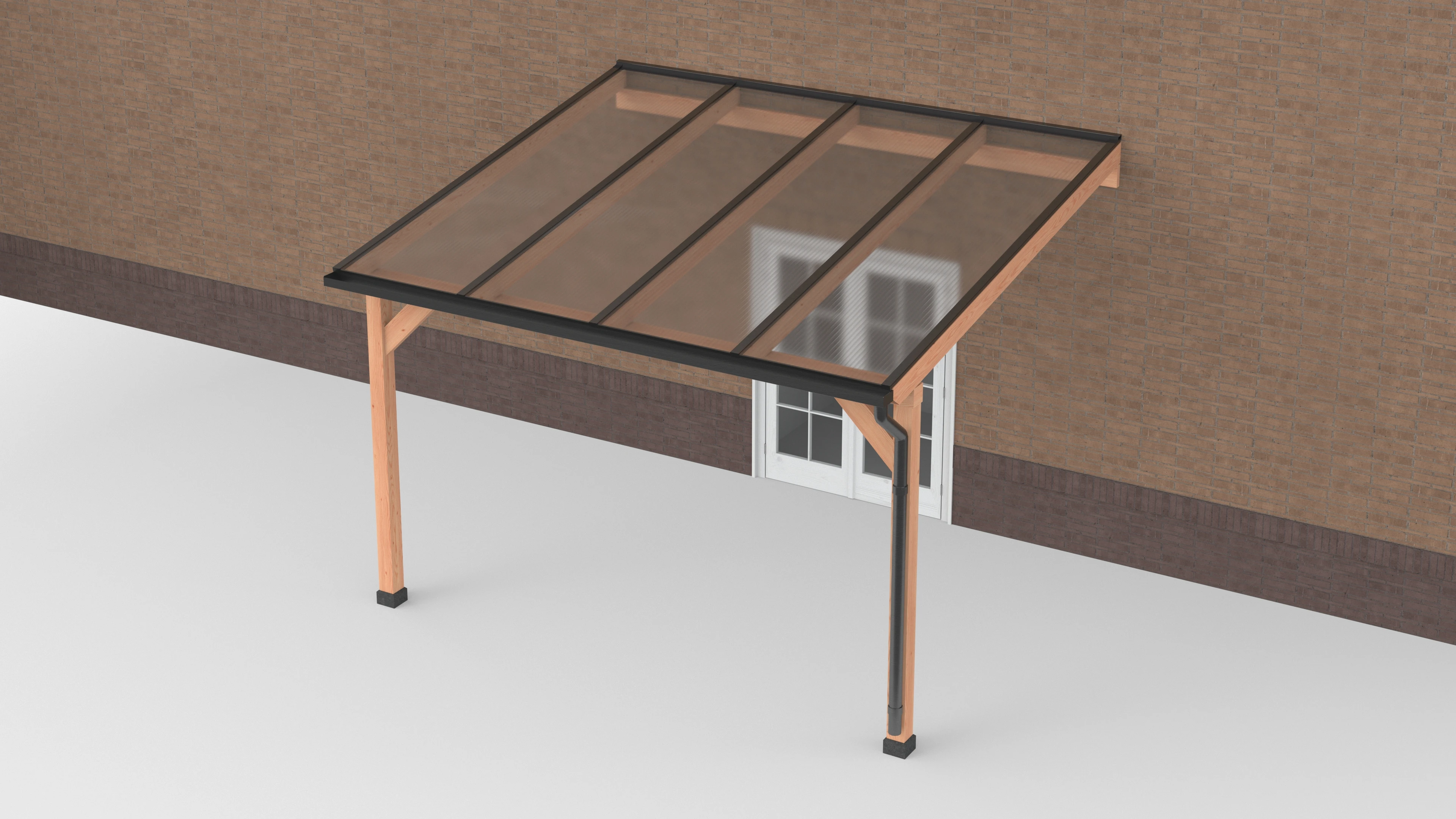 Douglas Terrasoverkapping Zwart Polycarbonaat Helder Geschaafd 400 x 350 cm - Afbeelding 1