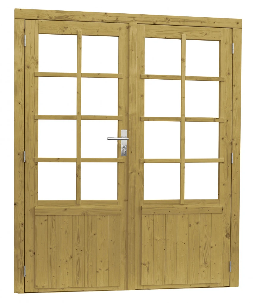 Vuren Dubbele 8-Ruits Deur Groen Geïmpregneerd 168 x 201 cm - Afbeelding 1