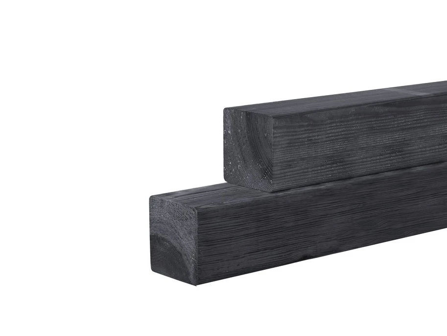 Vuren Paal 12 x 12 cm (120 x 120 mm) Geschaafd Zwart Gedompeld - Lengte 250 cm - Afbeelding 1