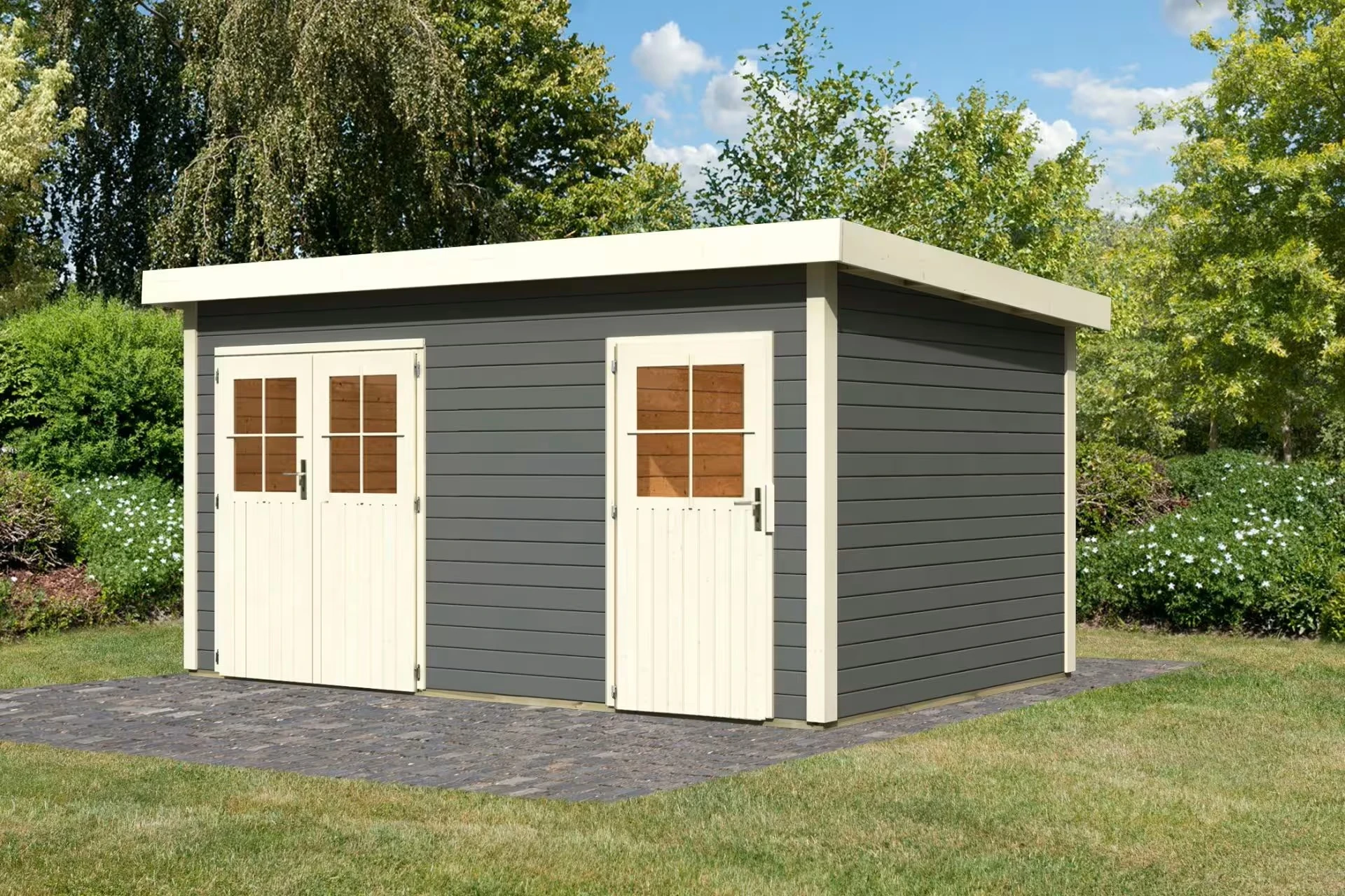 Karibu Tuinhuis Mattrup Terragrijs 427 x 274 cm - Afbeelding 1