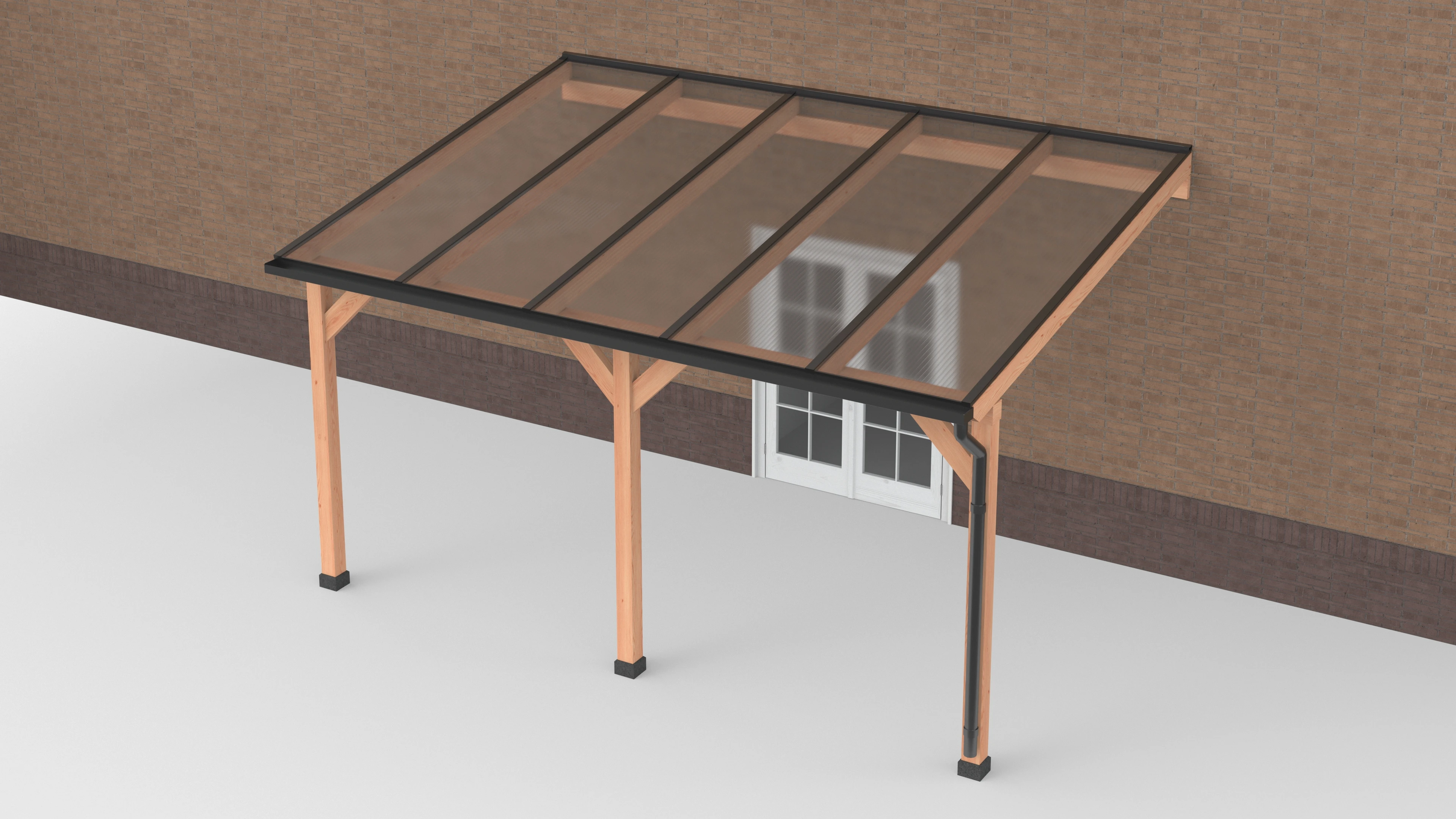 Douglas Terrasoverkapping Zwart Polycarbonaat Helder Geschaafd - 500 x 350 cm - Afbeelding 1