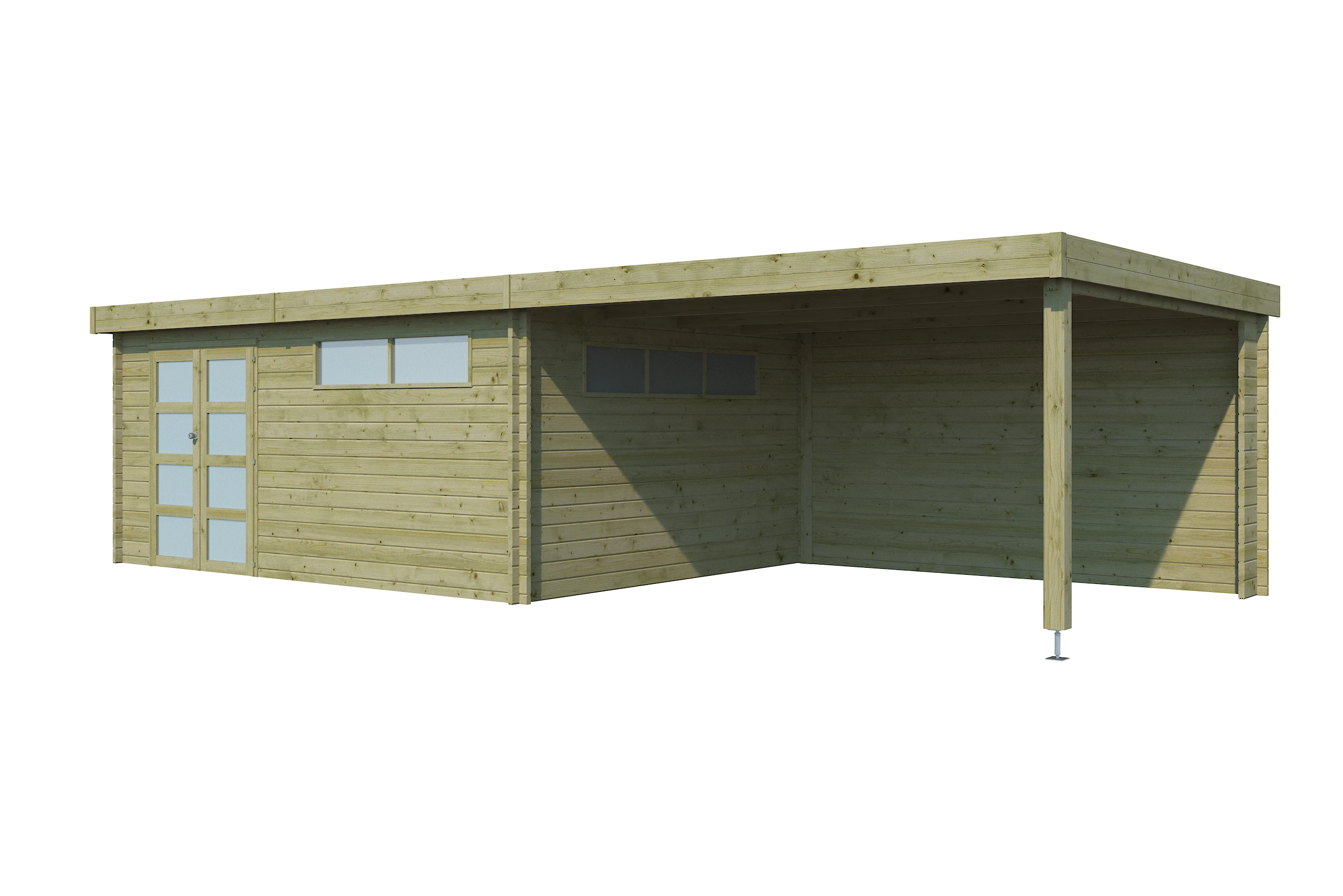 Woodlands Blokhut Modern Geïmpregneerd met Overkapping en Dakisolatie - 905 x 385 cm - Afbeelding 9