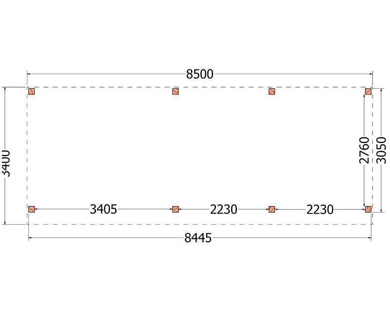 Trendhout Douglas Overkapping Refter 850 x 340 cm - Afbeelding 2