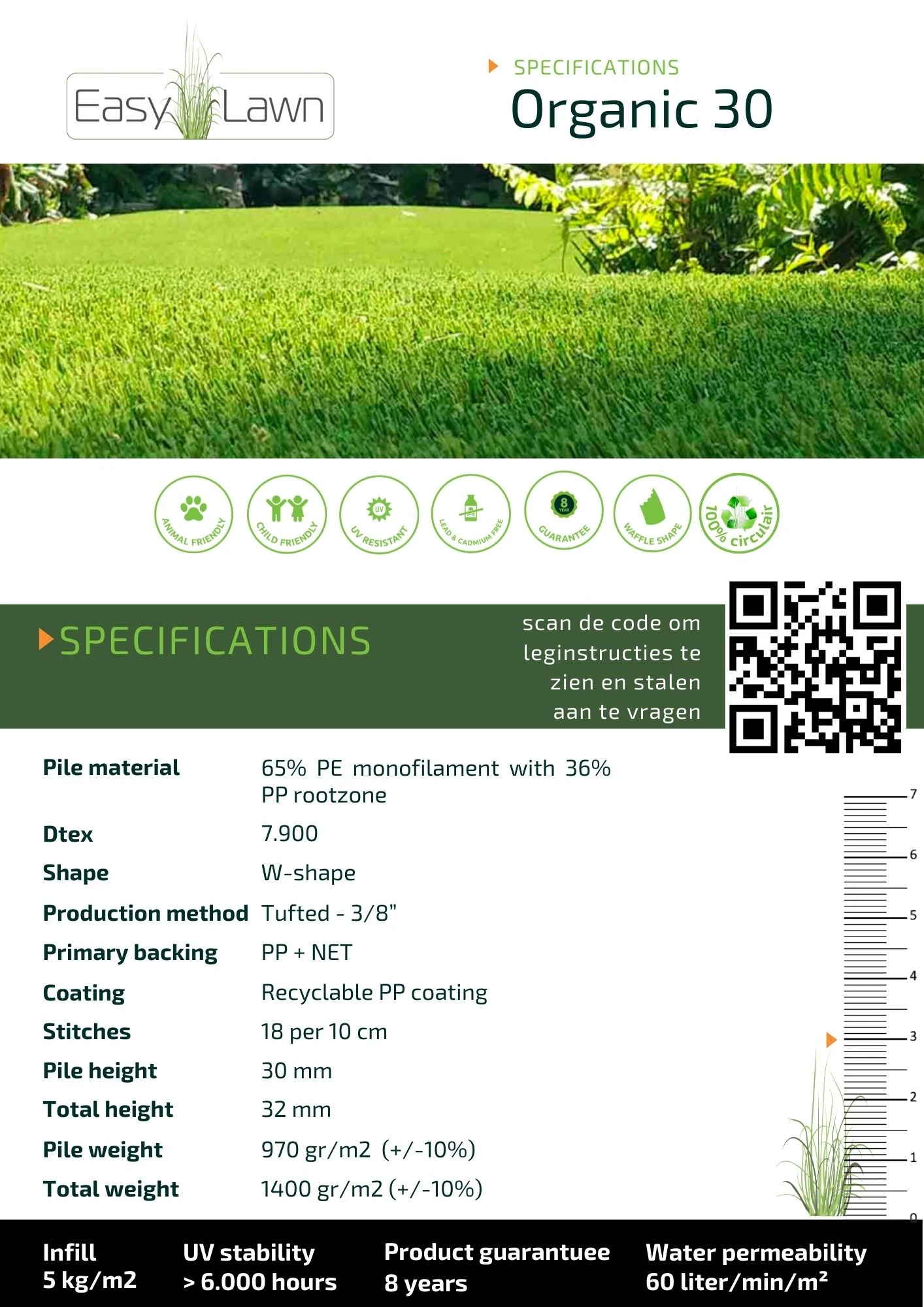 EasyLawn Kunstgras Organic30 - Rolbreedte 400 cm - Afbeelding 4