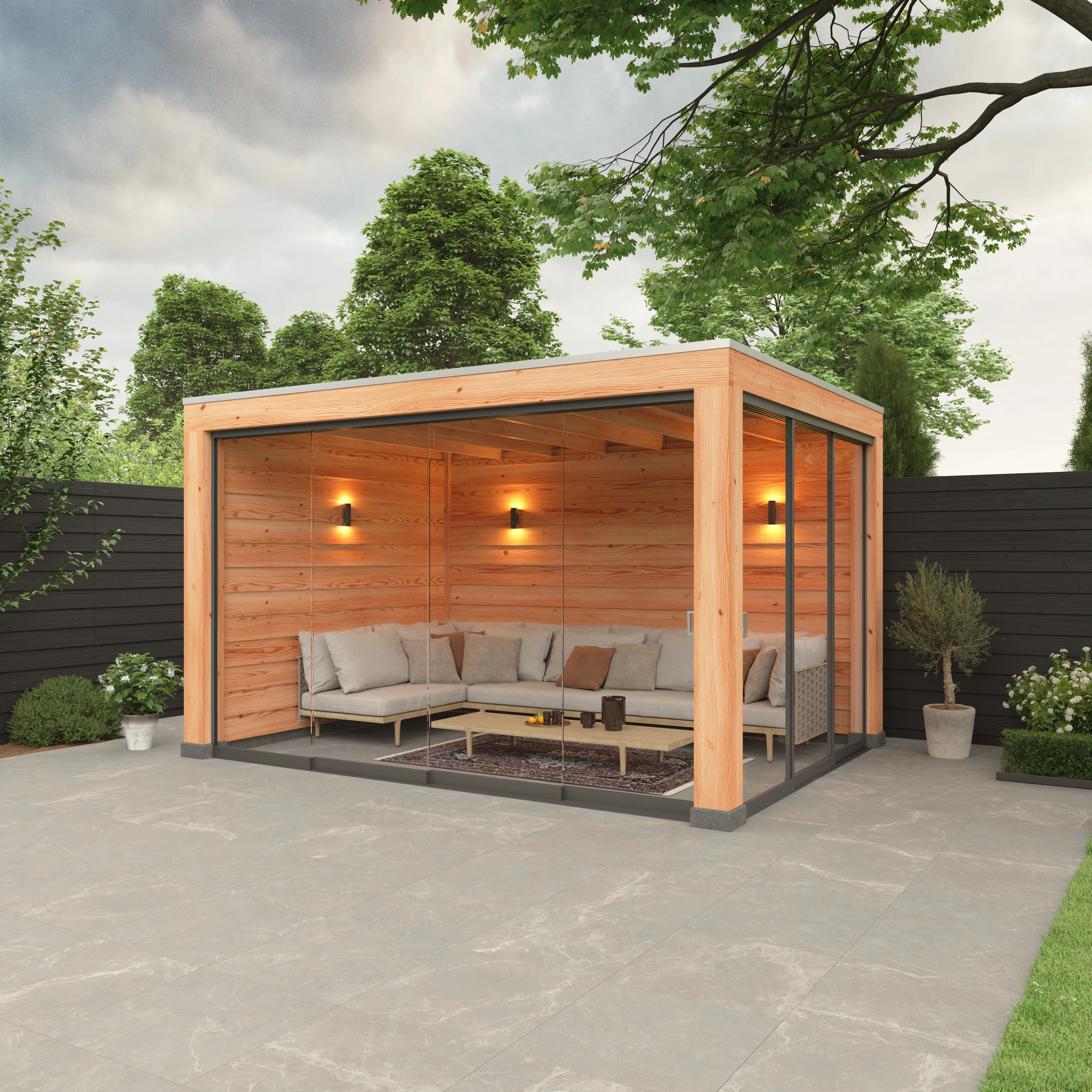 Douglas overkapping, 400 x 300, met achterwand en zijwand, Westwood Modern - Afbeelding 4