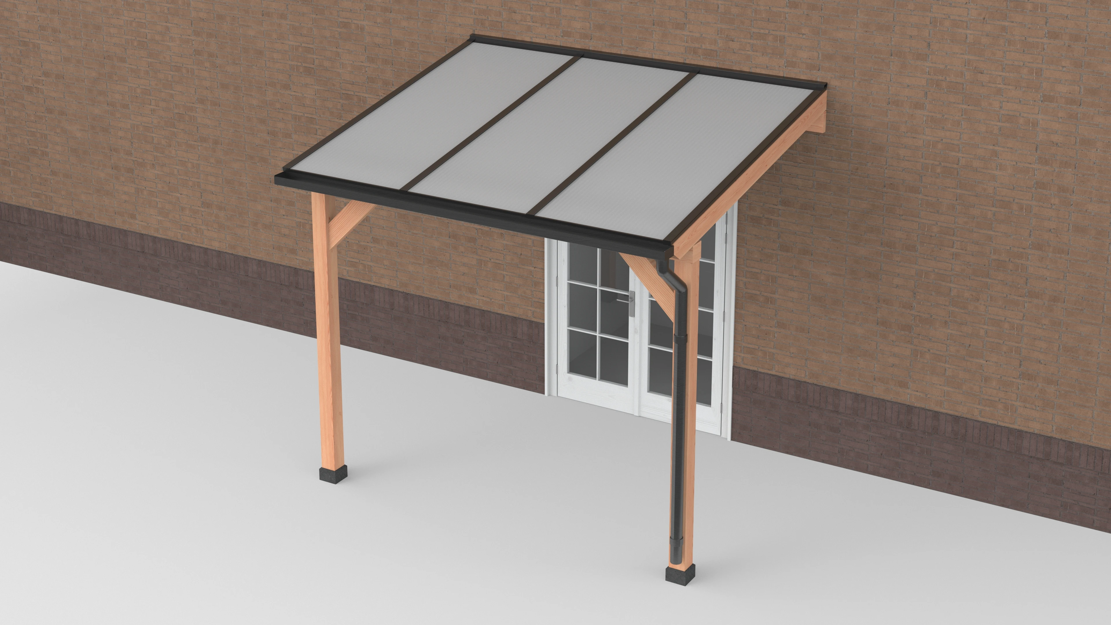 Douglas Terrasoverkapping Zwart Polycarbonaat Opaal Geschaafd 300 x 250 cm - Afbeelding 1