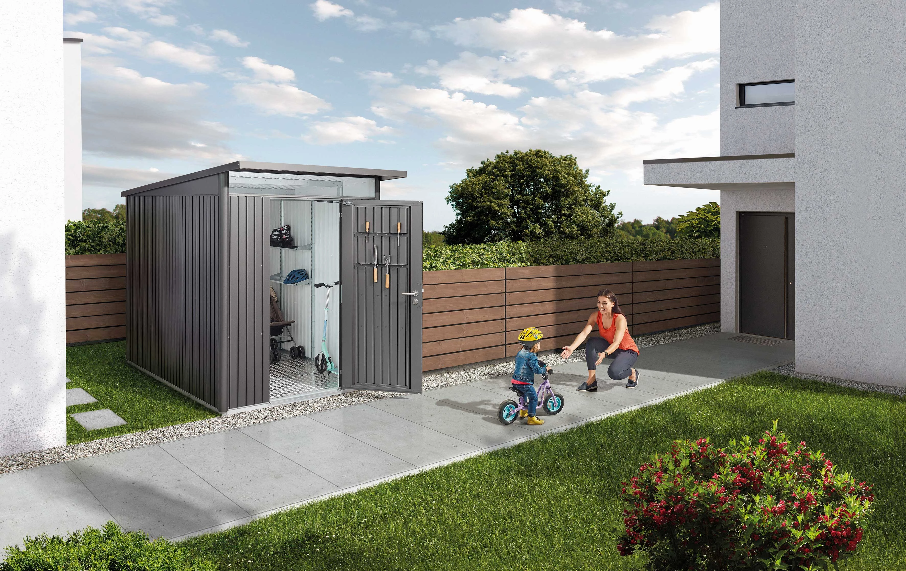 Biohort Berging Avantgarde met enkele deur zilver 180 x 380 x 222 cm - Afbeelding 2