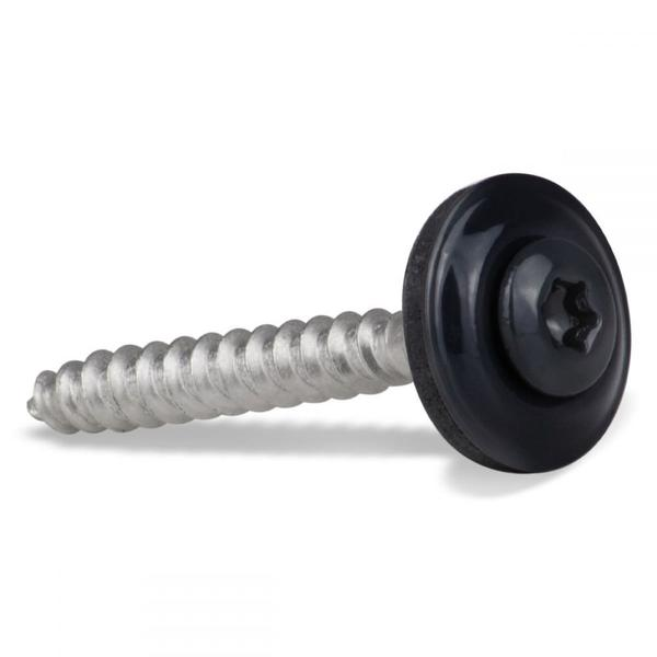 Daktrimschroef RVS met Zwarte Kop RAL 9005 en EPDM Ring, 4,5 x 35 mm - Afbeelding 1