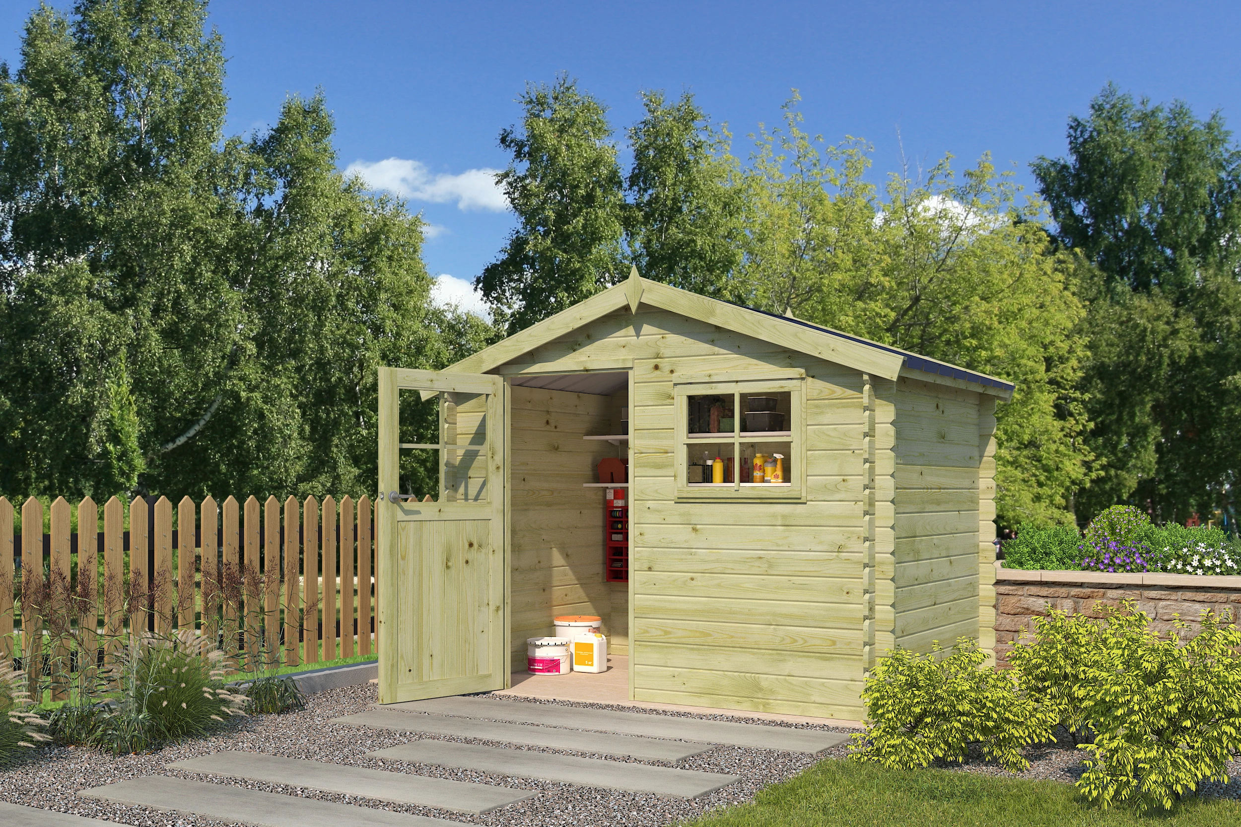 Woodlands Blokhut Salzburg Groen Geïmpregneerd 295 x 205 cm - Afbeelding 3