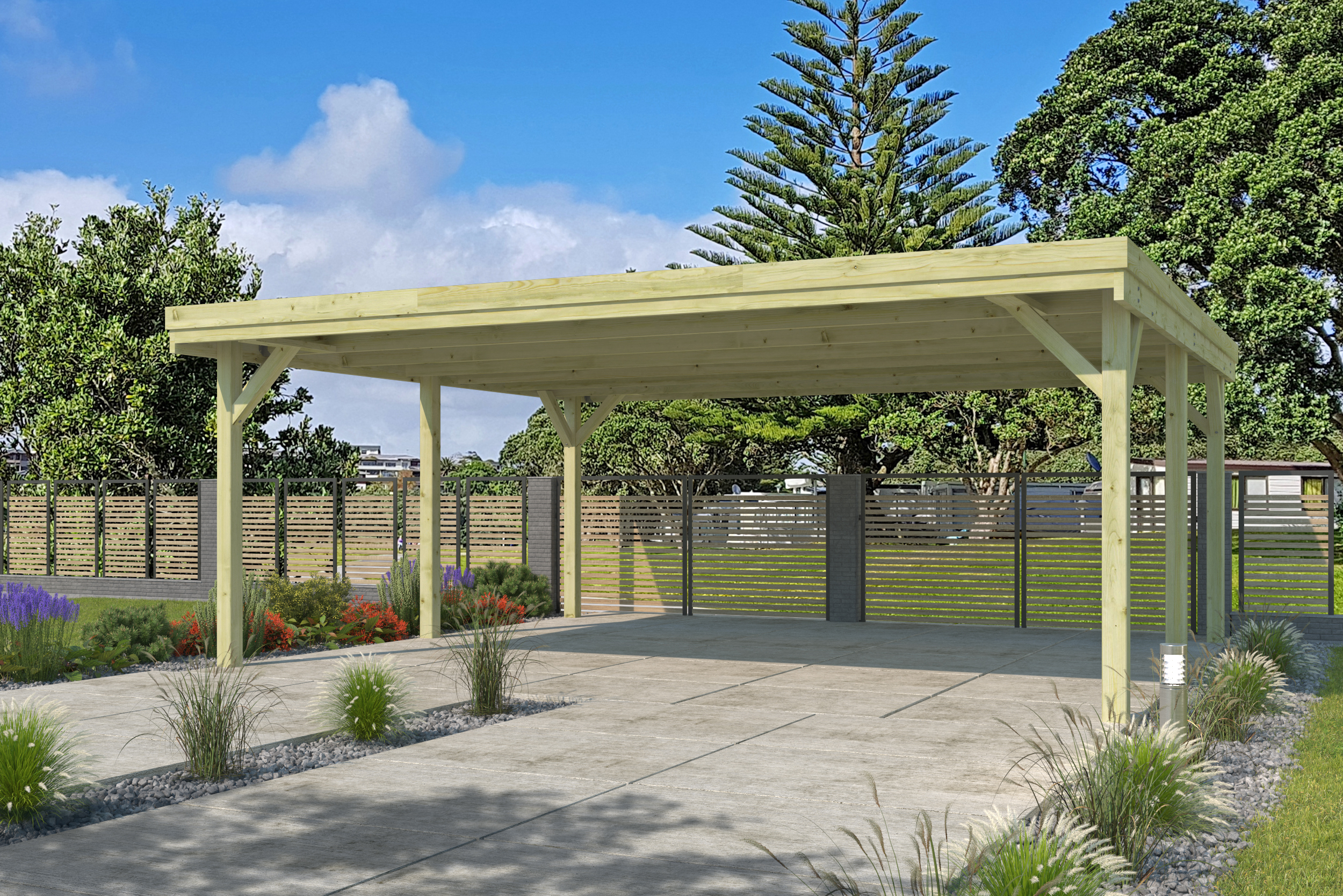 Woodlands Carport Q-Line Dubbel 594 x 552 cm - Afbeelding 2