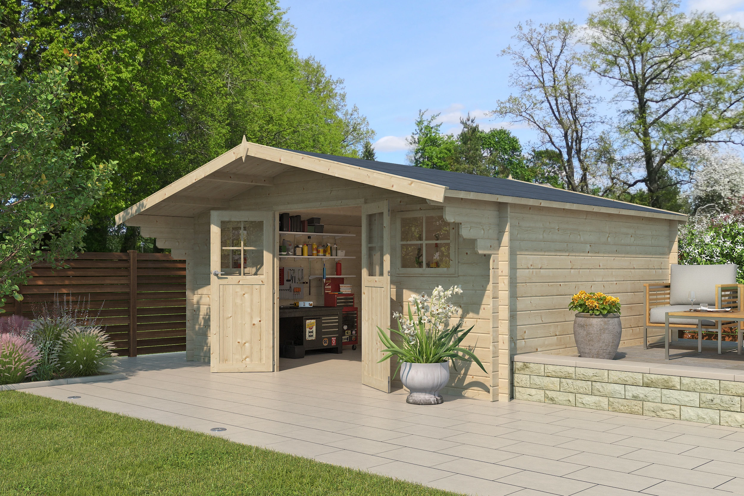 Woodlands Blokhut Winnipeg XL 505 x 385 cm - Afbeelding 7