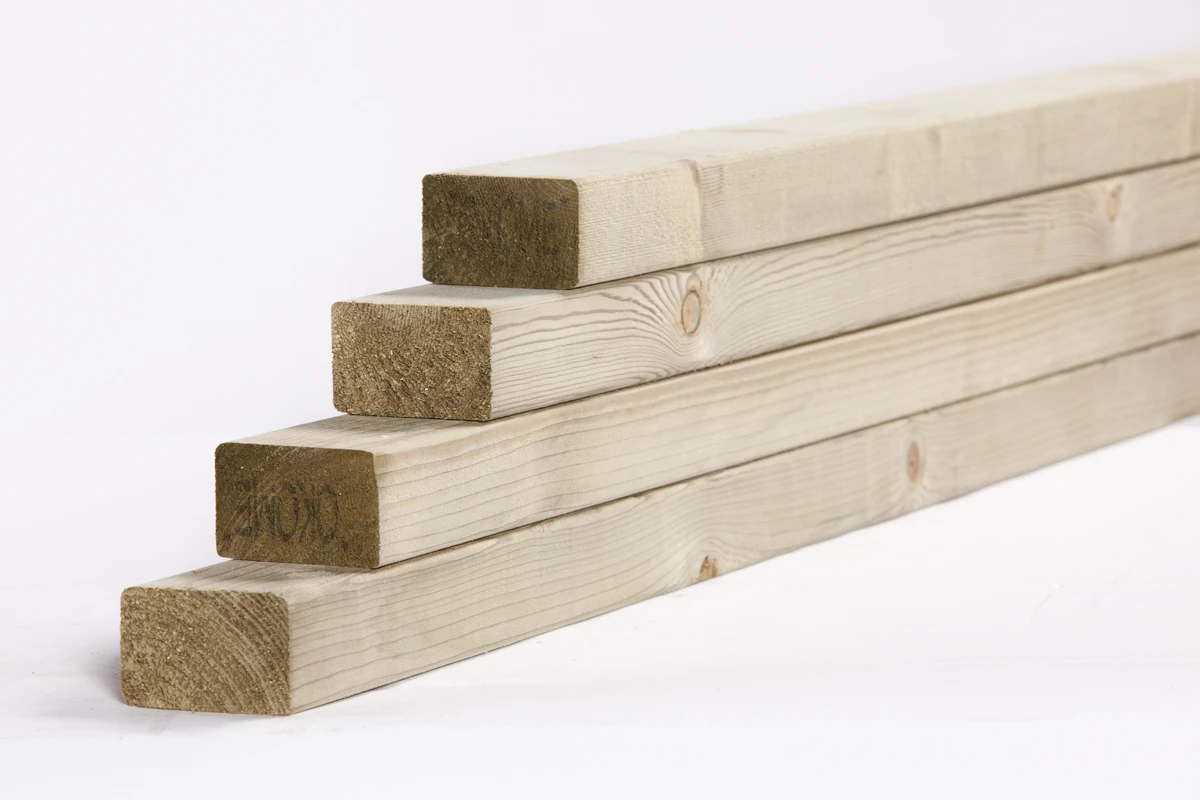 Vuren Regel 4.5 x 7 cm (45 x 70 mm) Geschaafd Groen Geimpregneerd - Lengte 210 cm - Afbeelding 3