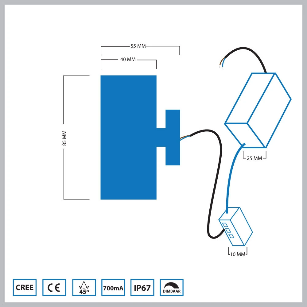Led Wandlamp Zwart - Afbeelding 2
