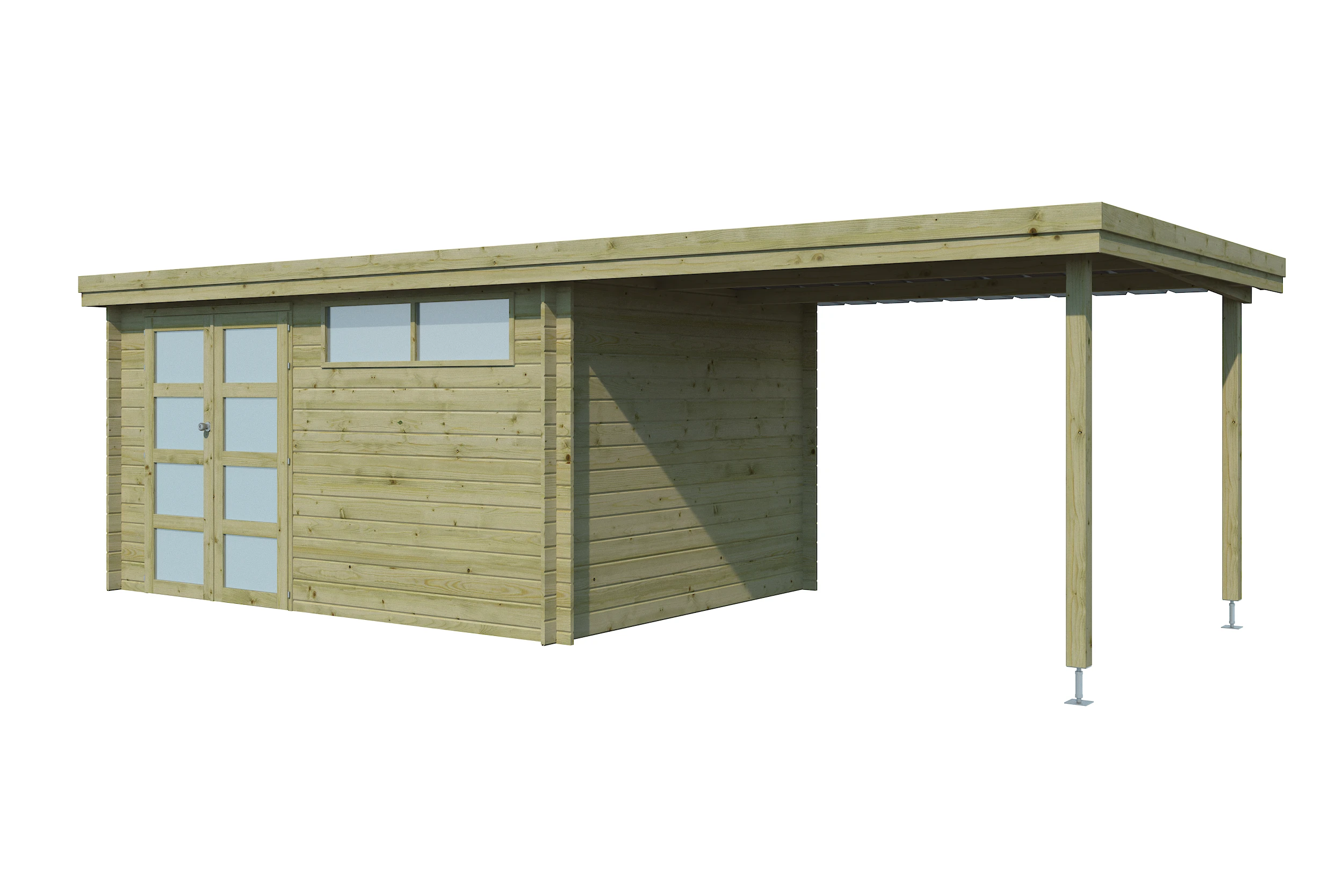 Woodlands Blokhut Oregon met Overkapping Geïmpregneerd 715 x 295 cm - Afbeelding 3