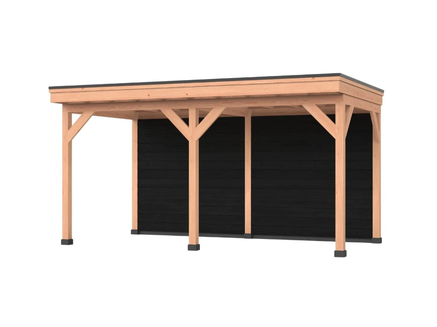 Douglas overkapping, 500 x 250, Met achterwand, Westwood DIY zwart - Afbeelding 1