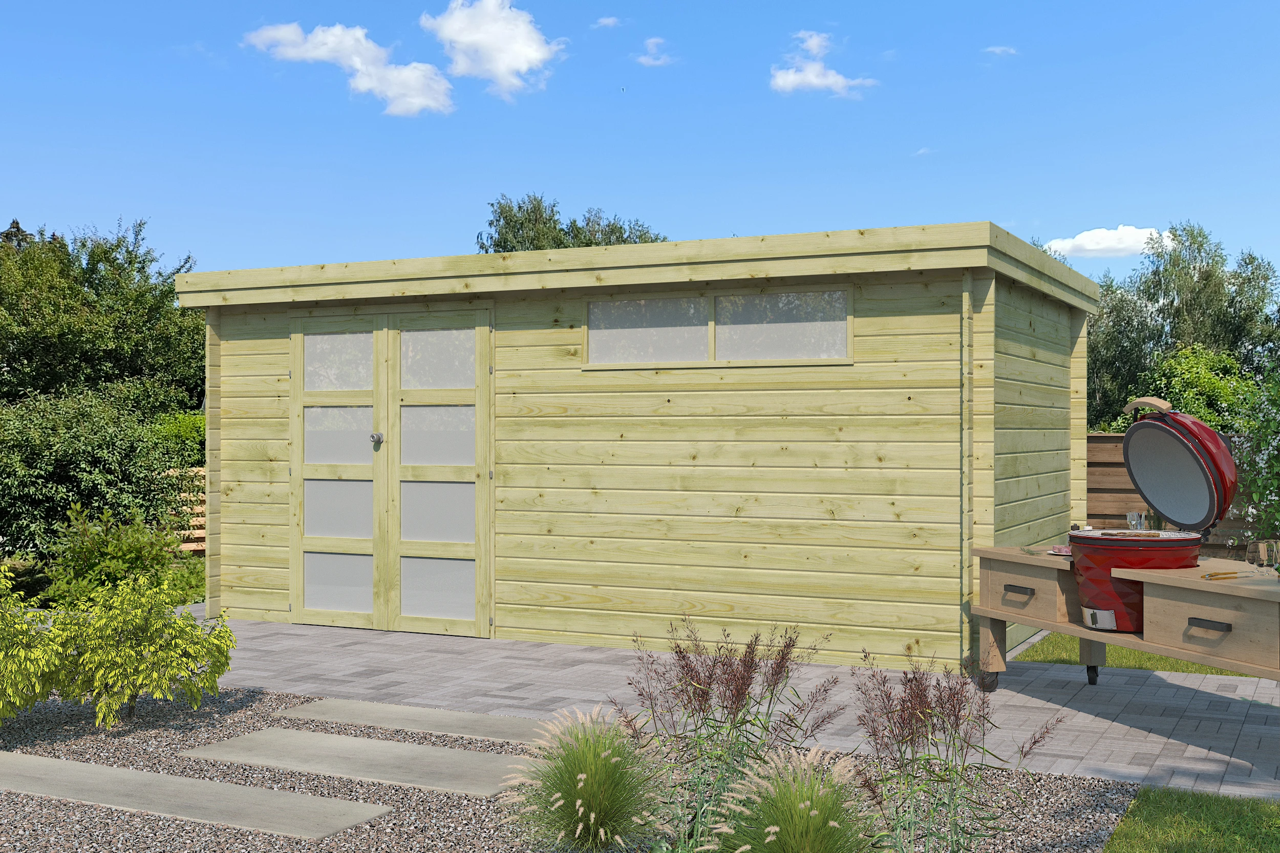 Woodlands Blokhut Oregon Groen Geïmpregneerd 505 x 295 cm - Afbeelding 1