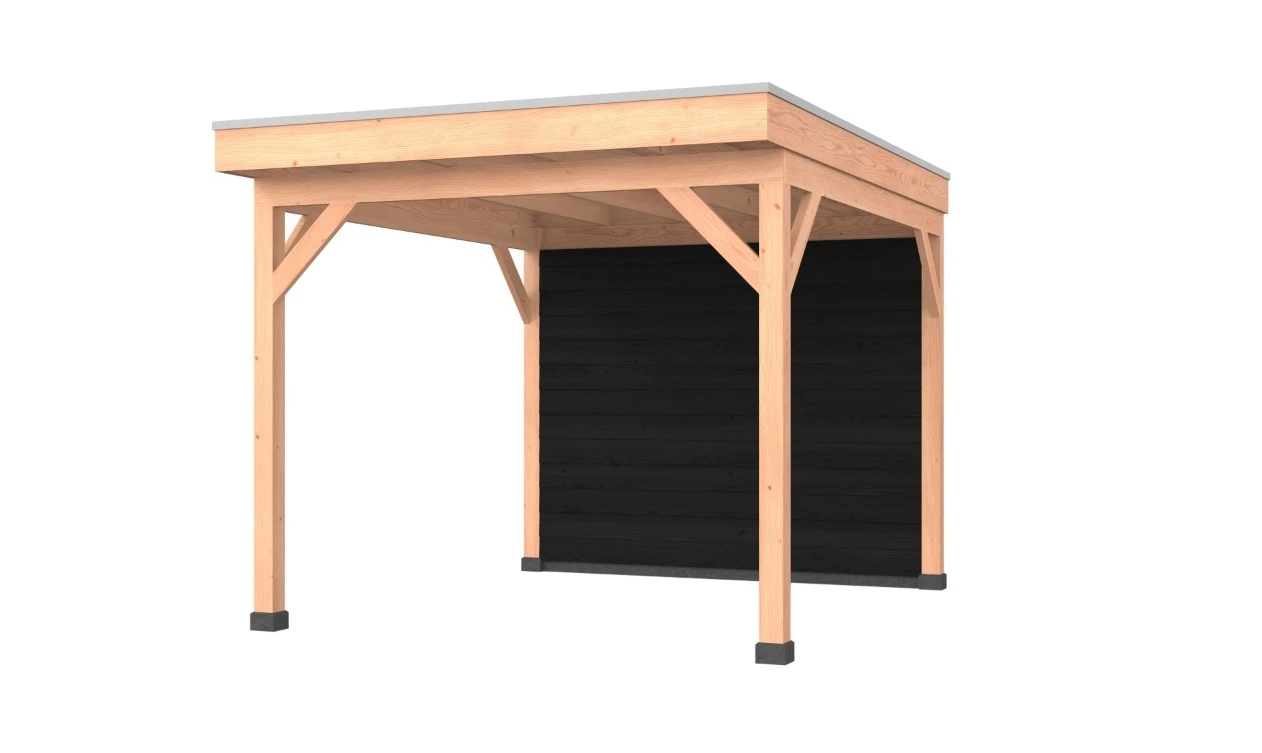 Douglas overkapping, 300 x 350, met achterwand, Westwood Comfort Zwart - Afbeelding 1