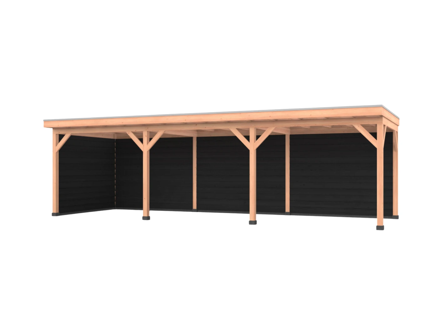 Douglas overkapping, 900 x 300, met zwarte achterwand en zijwand, Westwood Comfort - Afbeelding 1
