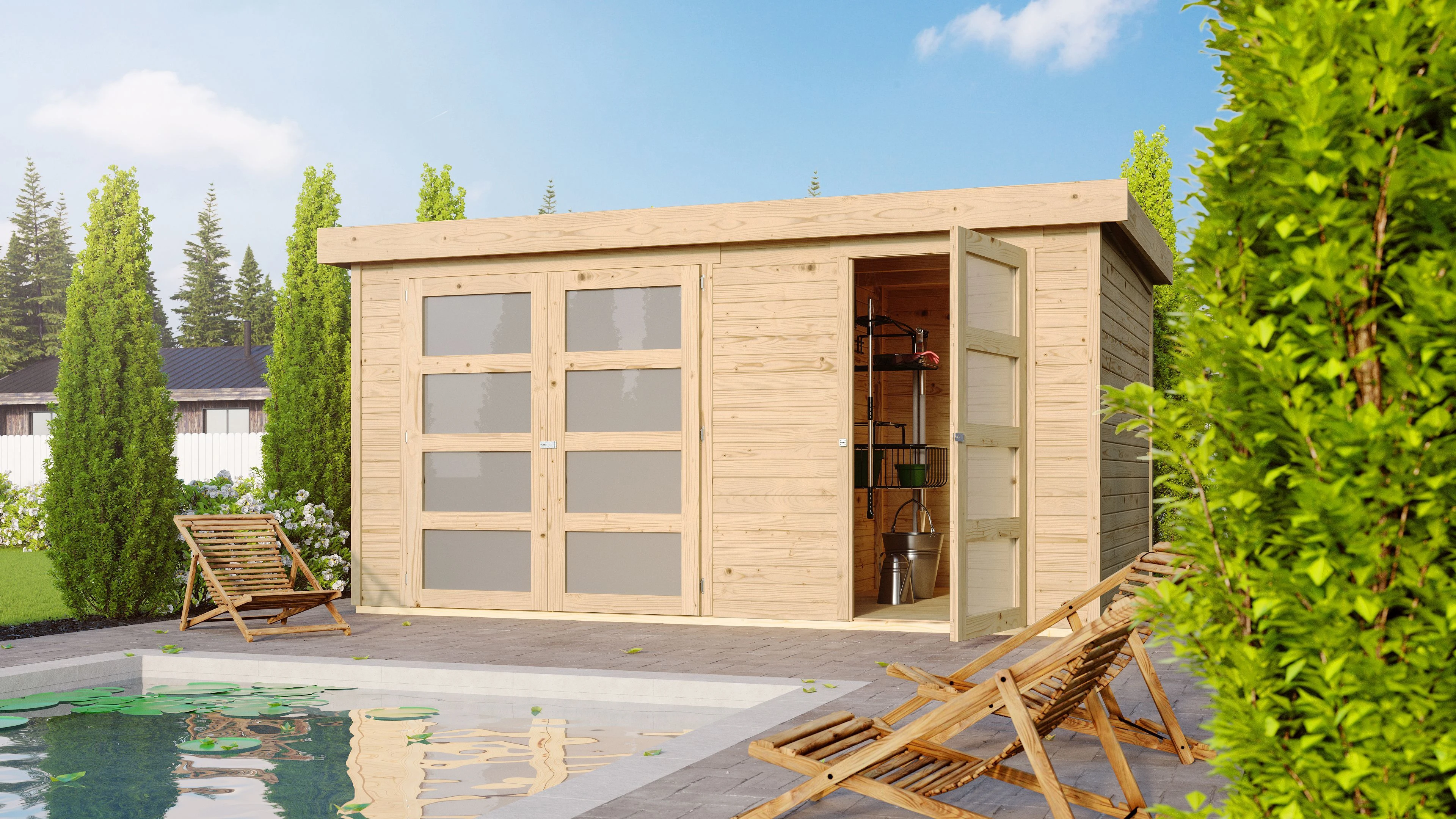 Karibu Tuinhuis Mühlentrup 1 428 x 238 cm - Afbeelding 1