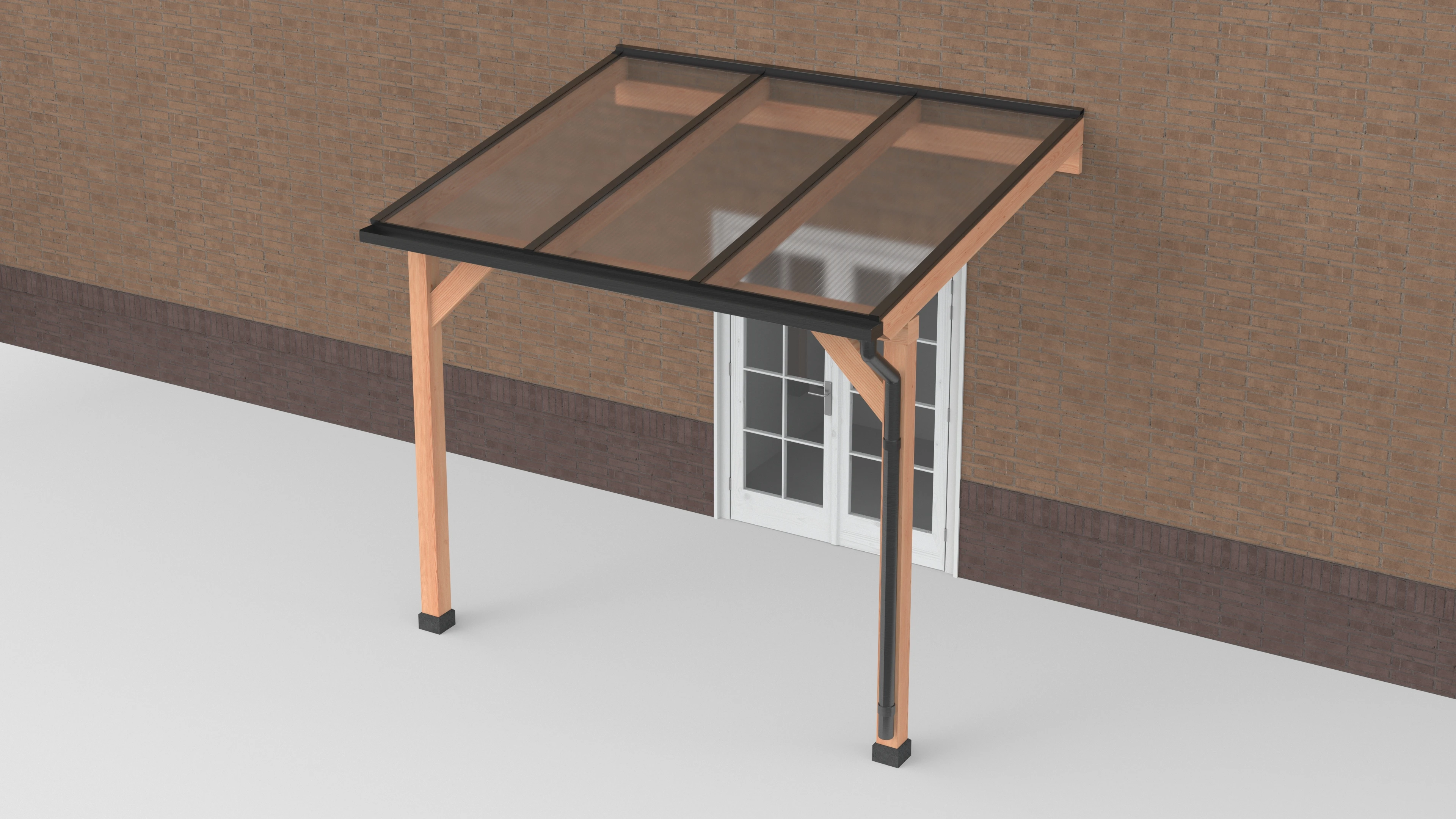 Douglas Terrasoverkapping Geschaafd Zwart Polycarbonaat Helder 300 x 250 cm - Afbeelding 1