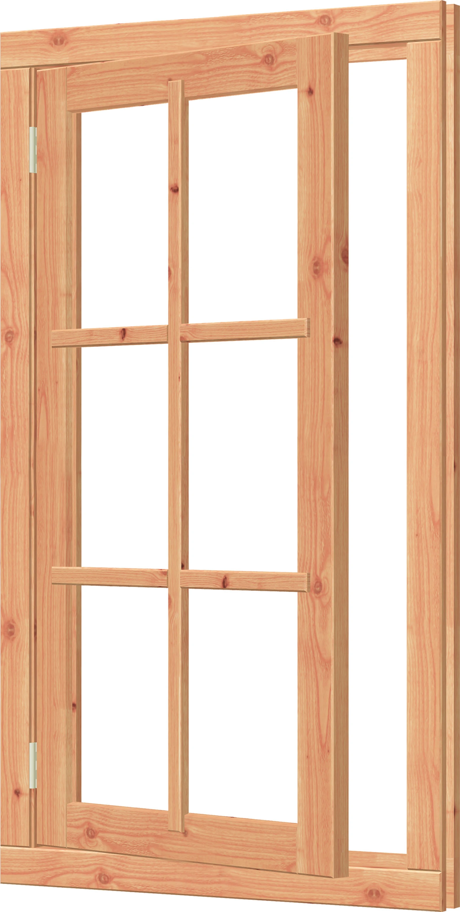 Trendhout Vleugelraam met Kozijn 80.8 x 143 cm Rechtsdraaiend Onbehandeld - Afbeelding 1