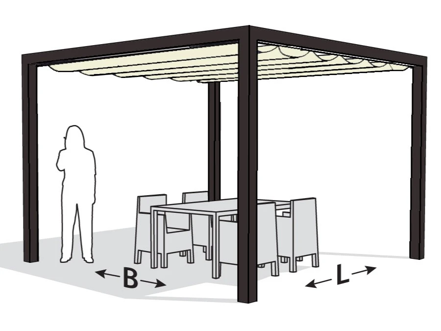 Platinum Optiva Aluminium Pergola Antraciet met Coolfit Schaduwdoek Gebroken Wit 402 x 402 cm - Afbeelding 1