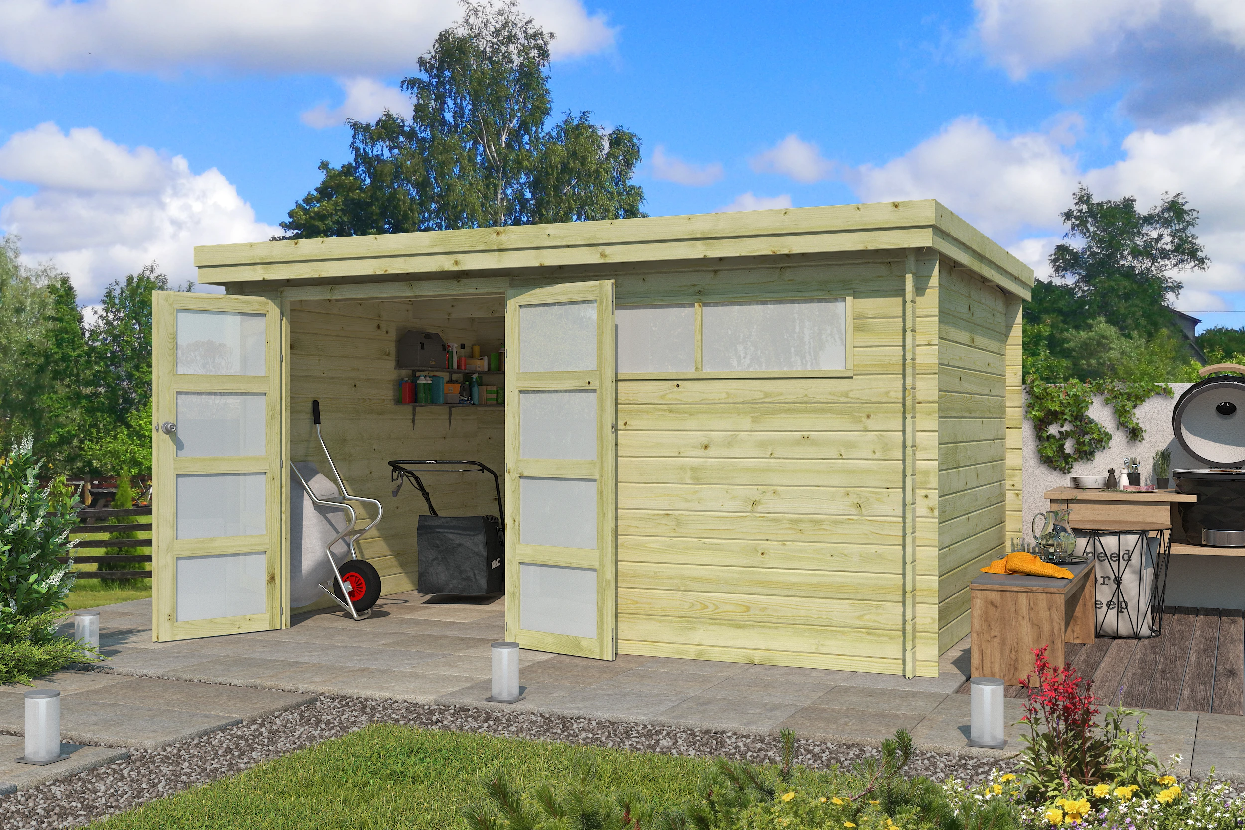 Woodlands Blokhut Oregon Groen Geïmpregneerd 415 x 295 cm - Afbeelding 2