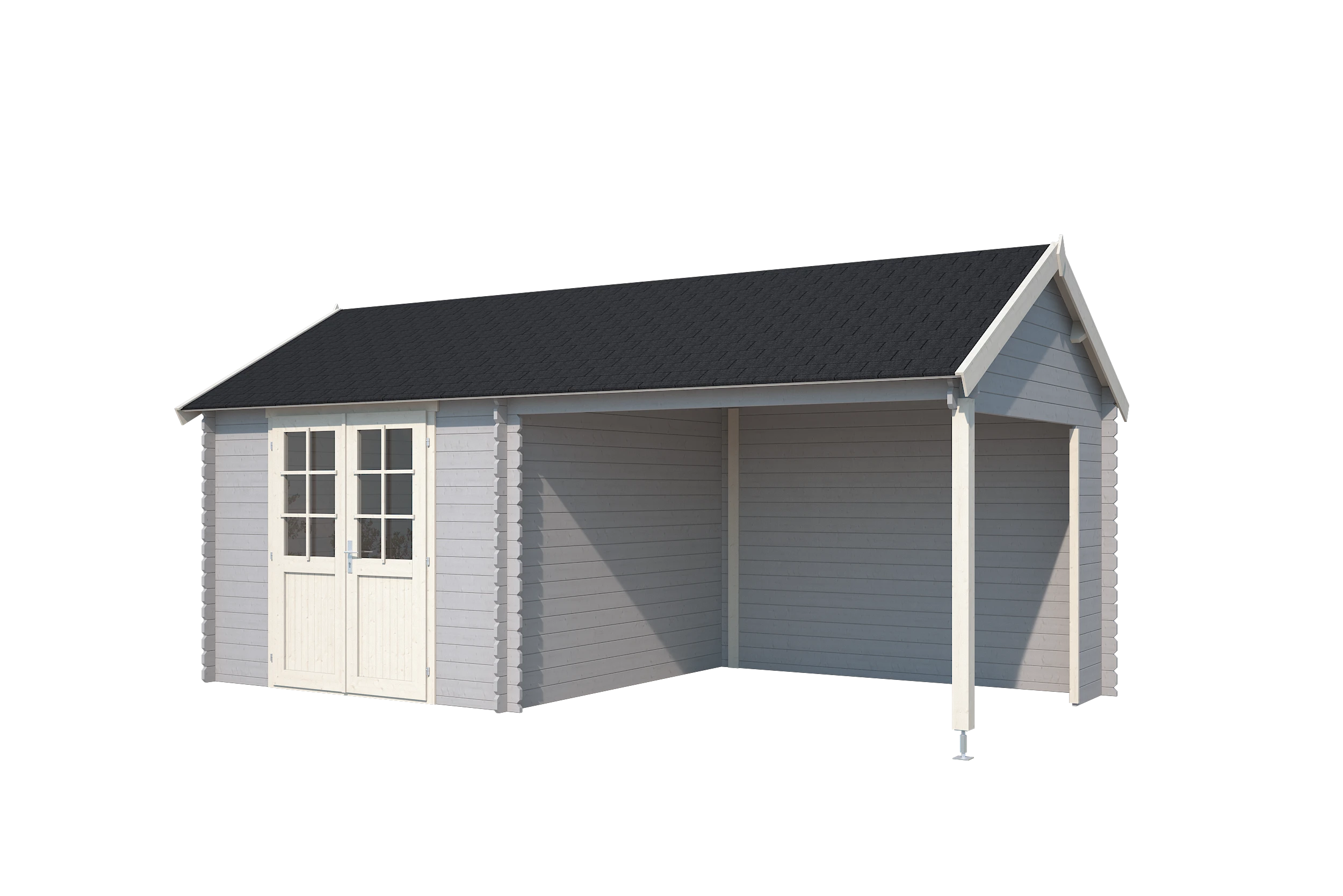 Outdoor Life Blokhut Fraya Platinum Grey-Wit 575 x 275 cm - Afbeelding 1