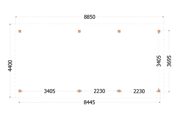 Trendhout Douglas Overkapping Zadeldak XL 885 x 440 cm - Afbeelding 2