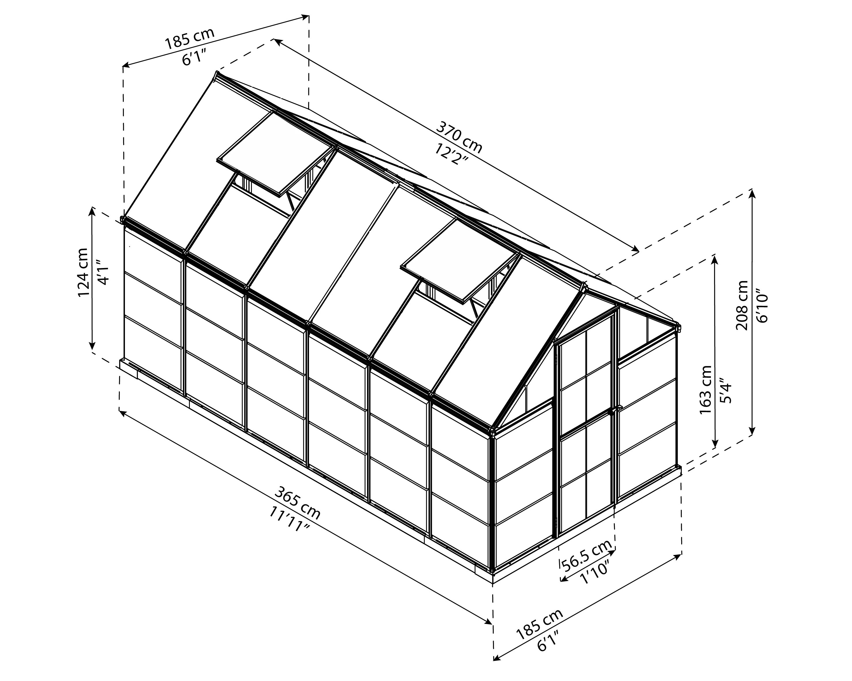 Palram Canopia Tuinkas Hybrid 185 x 365 cm Zilver - Afbeelding 5