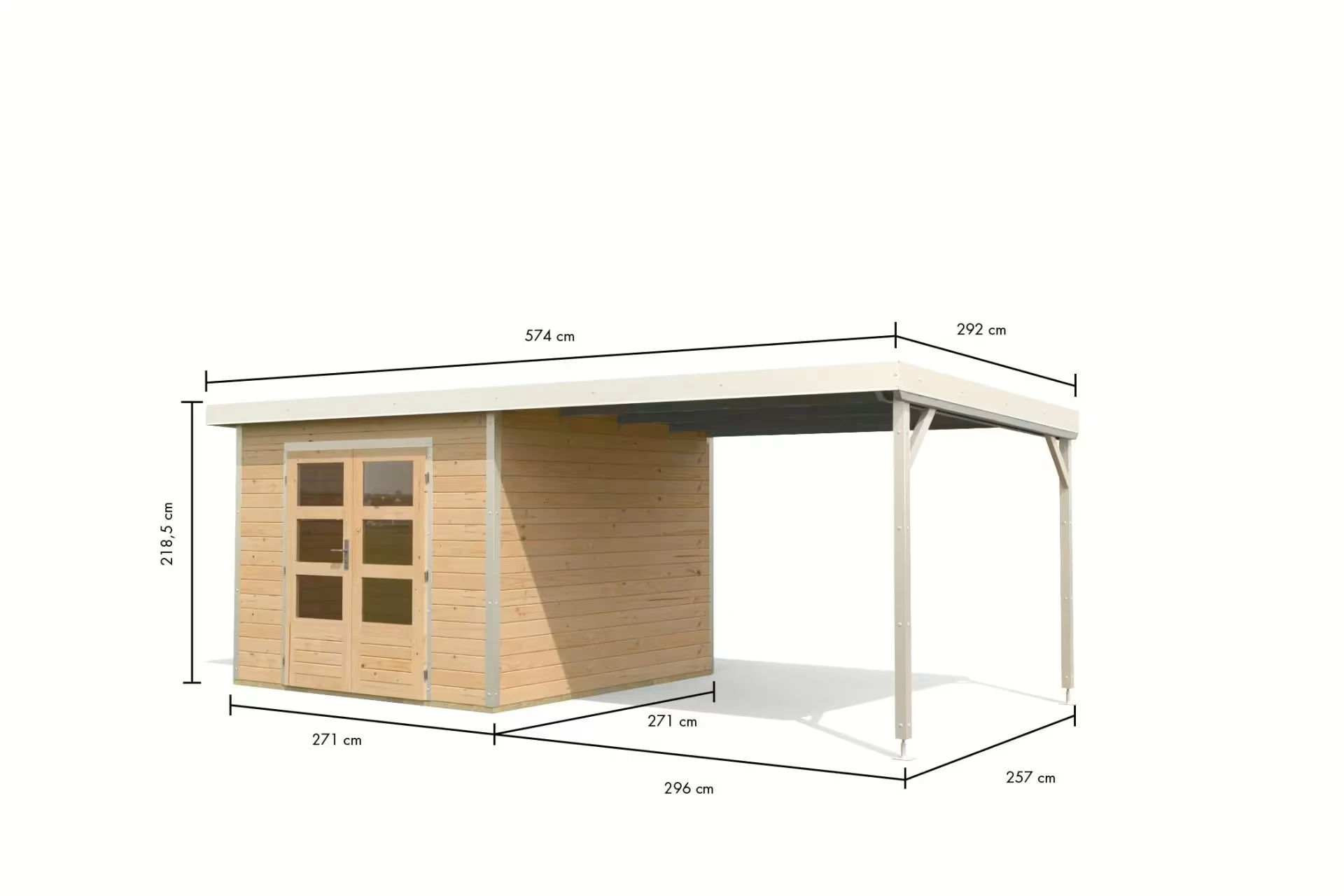 Karibu Tuinhuis Pluto A met Overkapping Blank-Wit 571 x 271 cm - Afbeelding 5