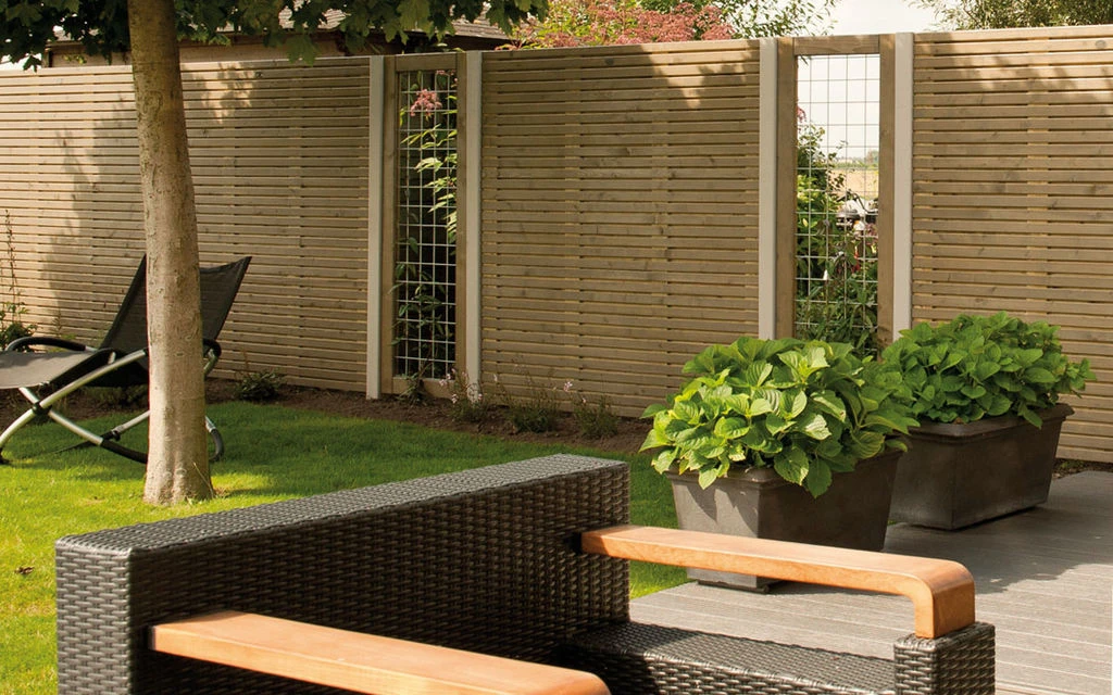 Vuren Schutting Rhombus Dubbelzijdig Horizontaal 180 x 180 cm - Afbeelding 2