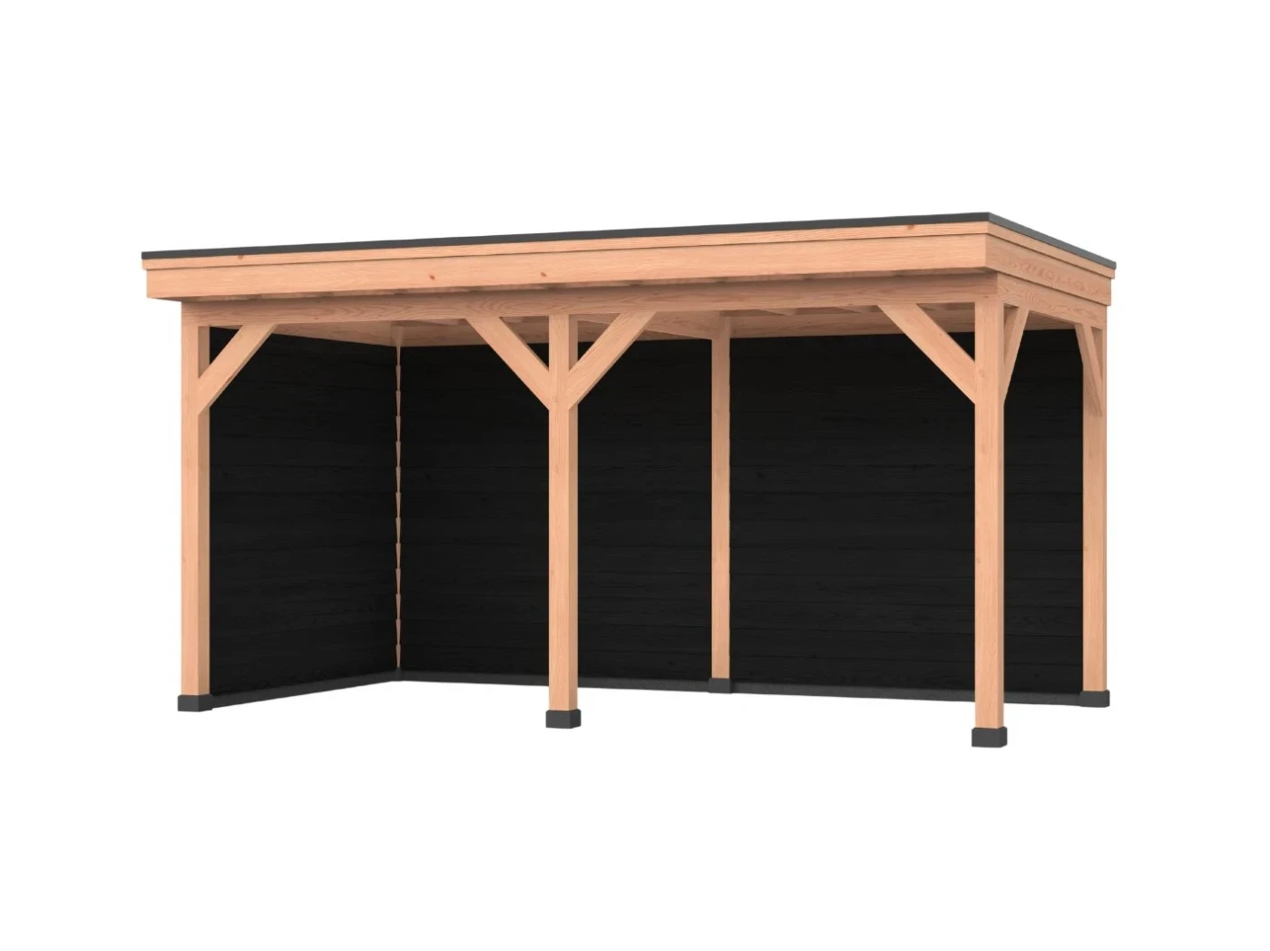 Douglas overkapping, 500 x 250, Met achterwand en zijwand, Westwood DIY zwart - Afbeelding 1