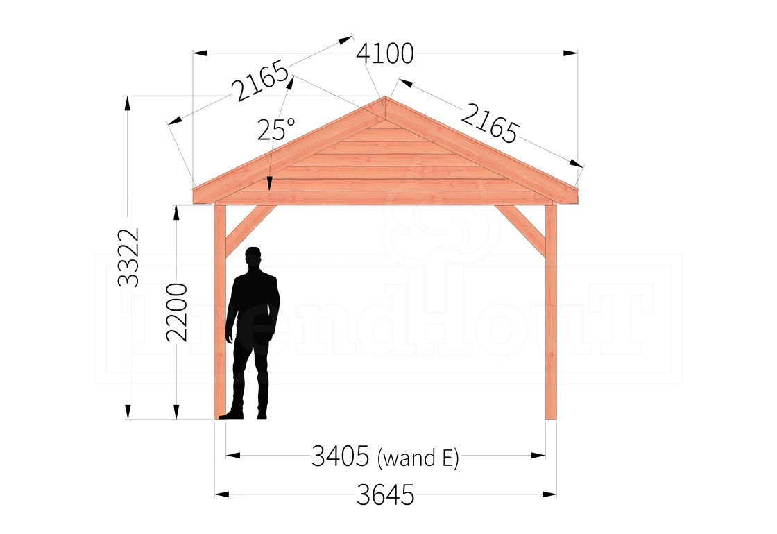 Trendhout Douglas Overkapping Zadeldak Betula 750 x 415 cm - Afbeelding 4