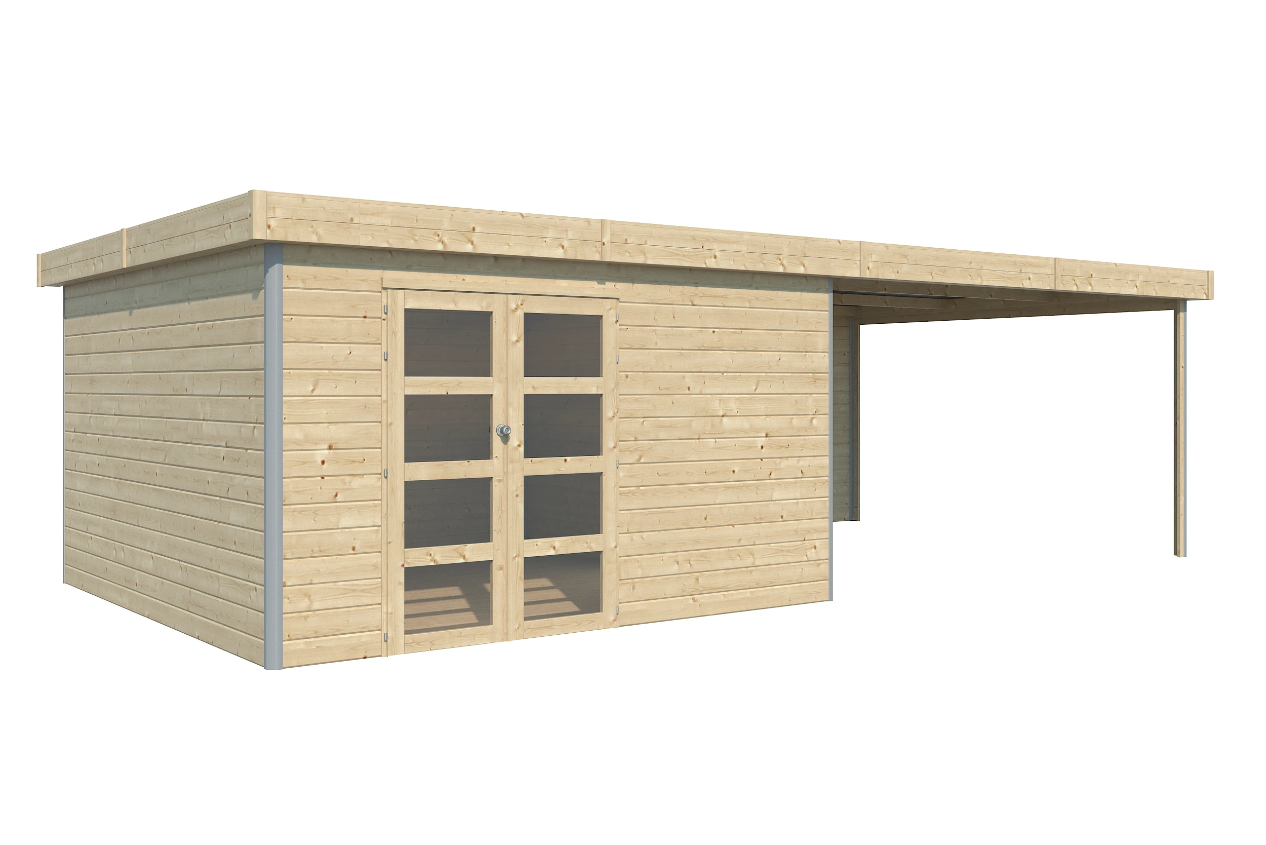 Woodlands Blokhut Misaka met Overkapping en Aluminium Hoekprofiel 785 x 385 cm - Afbeelding 2