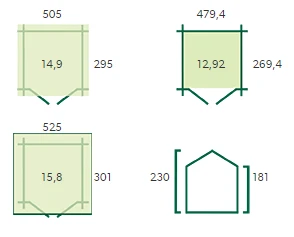 Woodlands Blokhut Base Groen Geimpregneerd 385 x 295 cm - Afbeelding 4