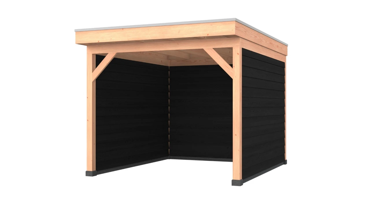 Douglas overkapping, 300 x 350, met achterwand en twee zijwanden, Westwood Comfort Zwart - Afbeelding 1