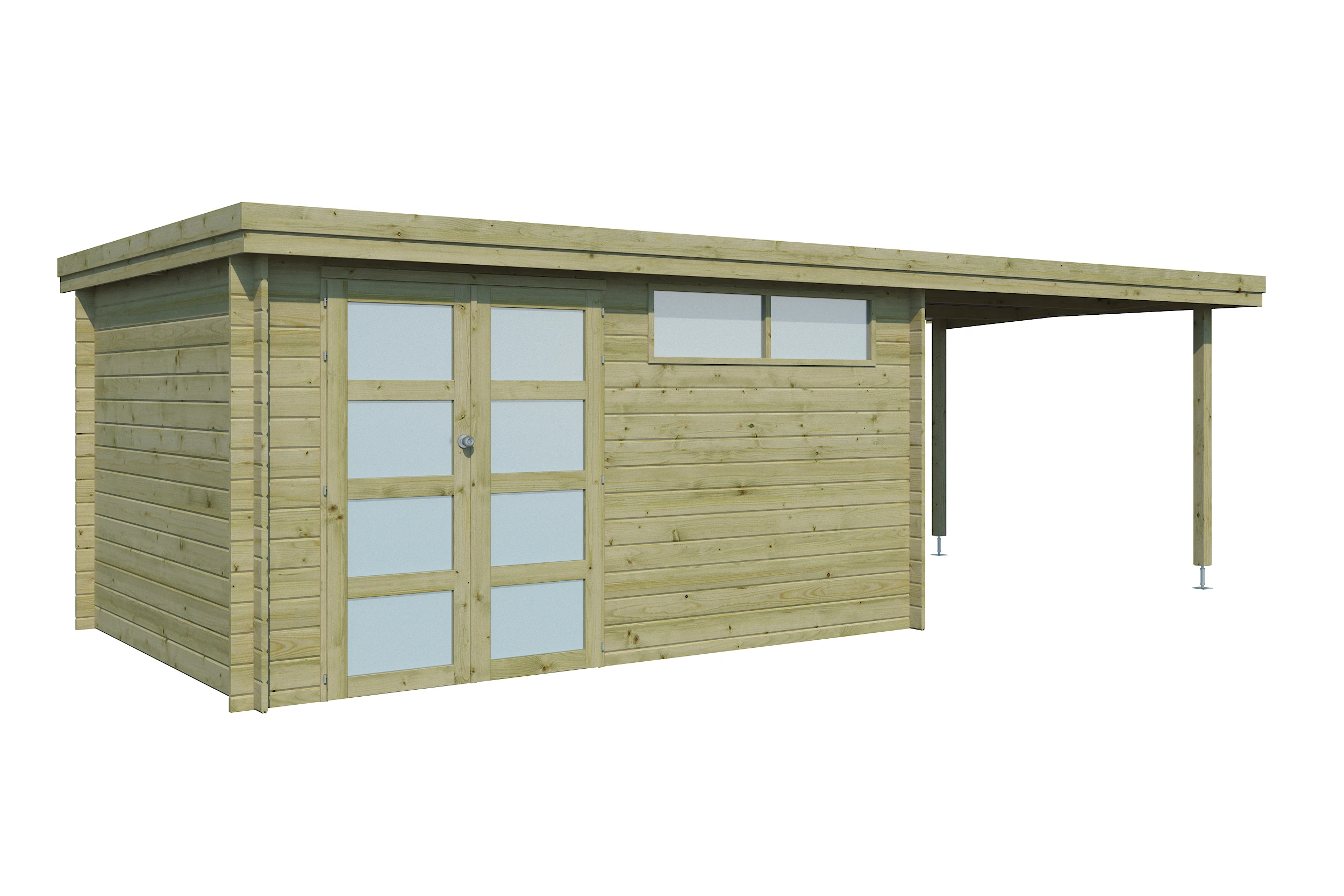 Woodlands Blokhut Oregon met Overkapping Geïmpregneerd 715 x 295 cm - Afbeelding 2