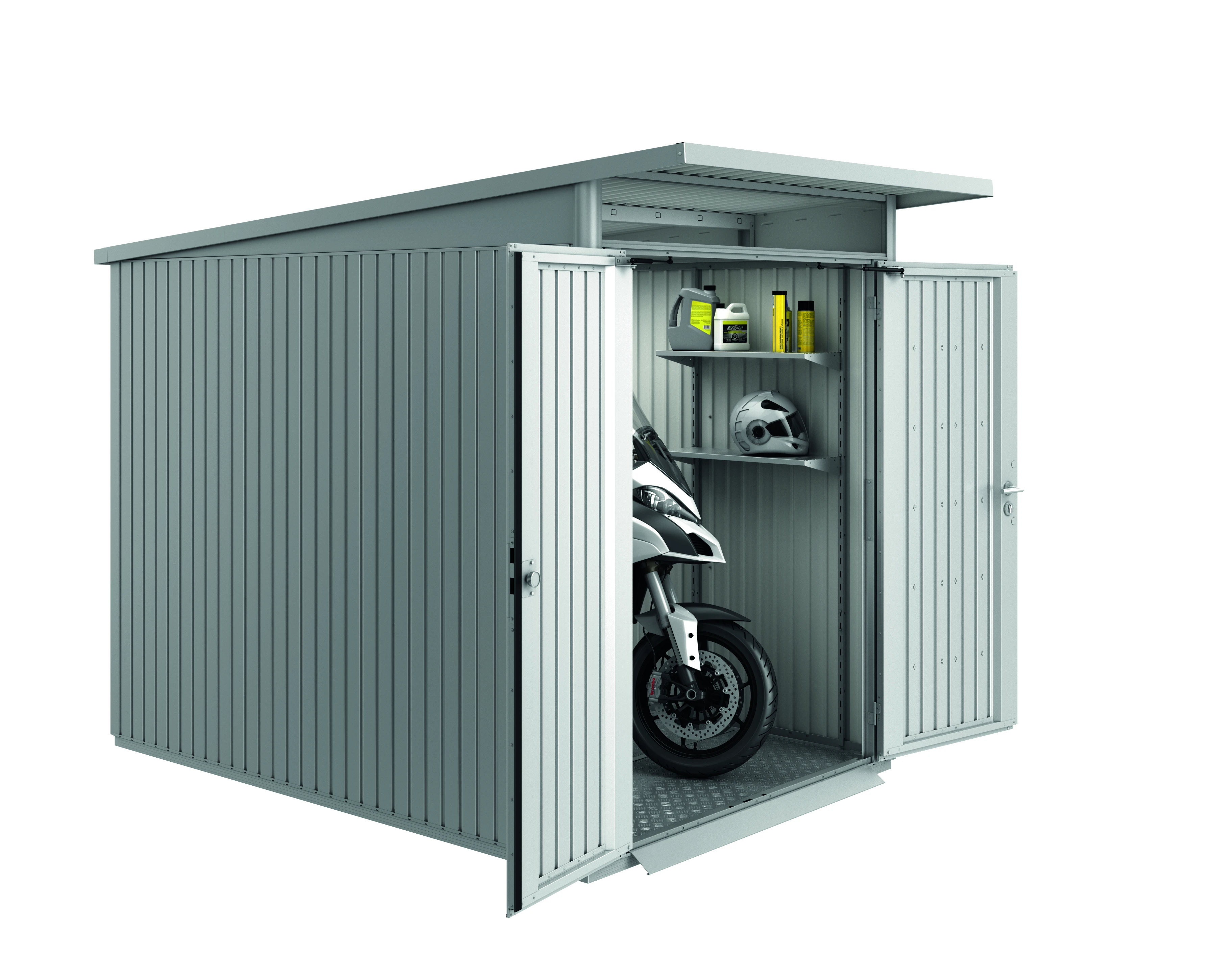 Biohort Berging Avantgarde met Dubbele Deur Zilver 180 x 300 x 218 cm - Afbeelding 2