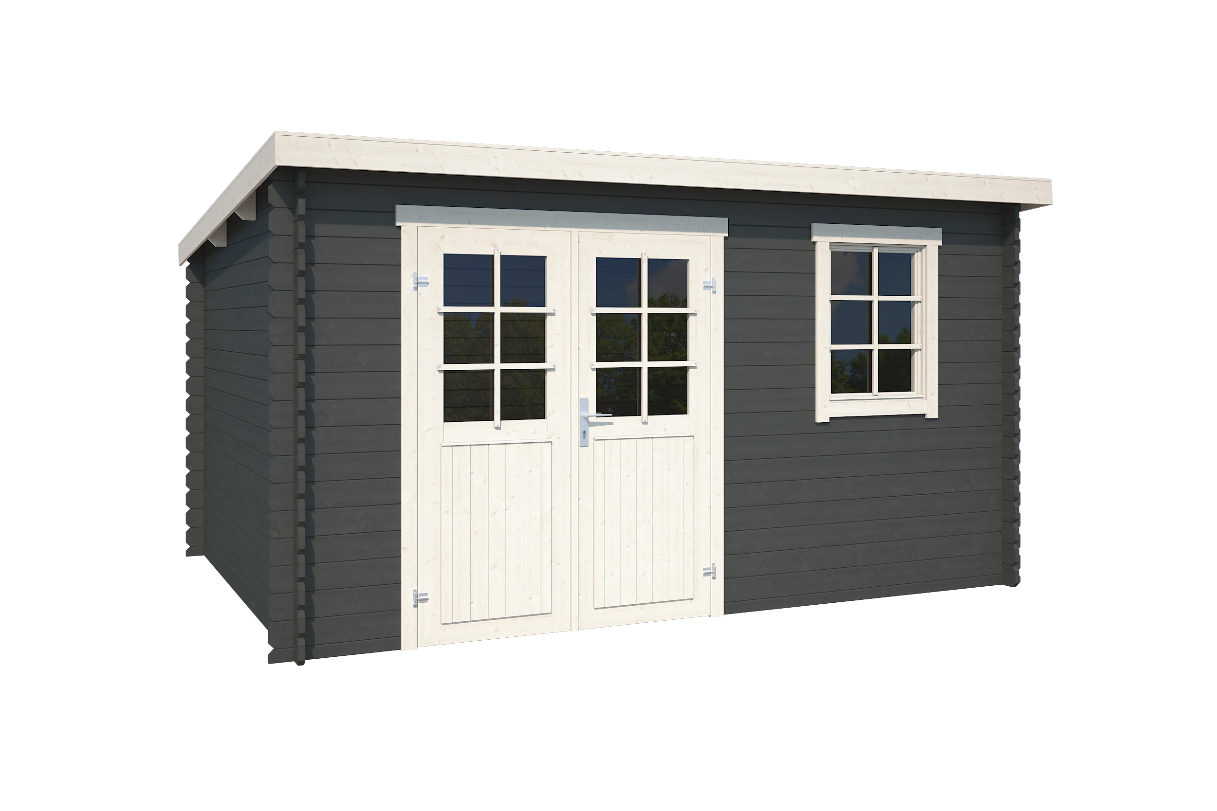 Outdoor Life Blokhut Amira Carbon Grey-Wit 380 x 230 cm - Afbeelding 1