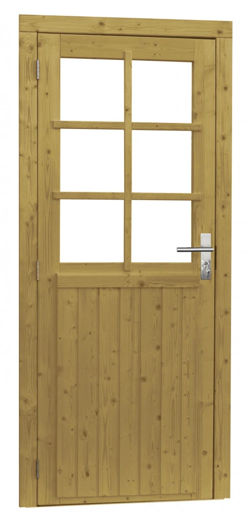 Vuren Glasdeur 6-Ruits 90 x 201 cm Groen Geïmpregneerd - Afbeelding 1